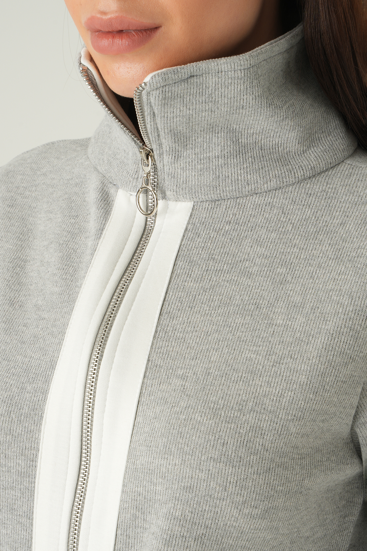 Şeritli Hırka Pantolon Takım Gri 3085A - 4