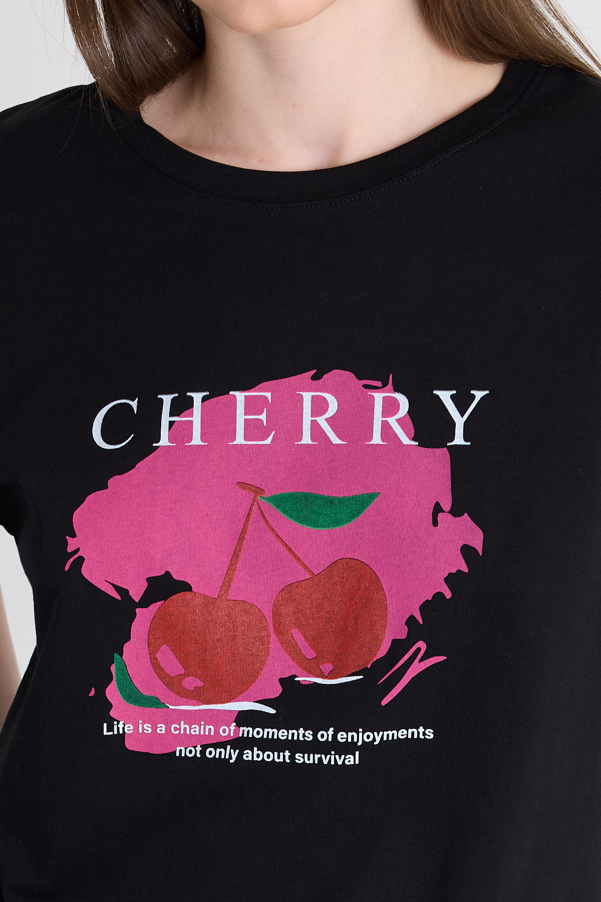 Siyah %100 Pamuk Yazı Baskılı Tişört 2150-15M - RAYS