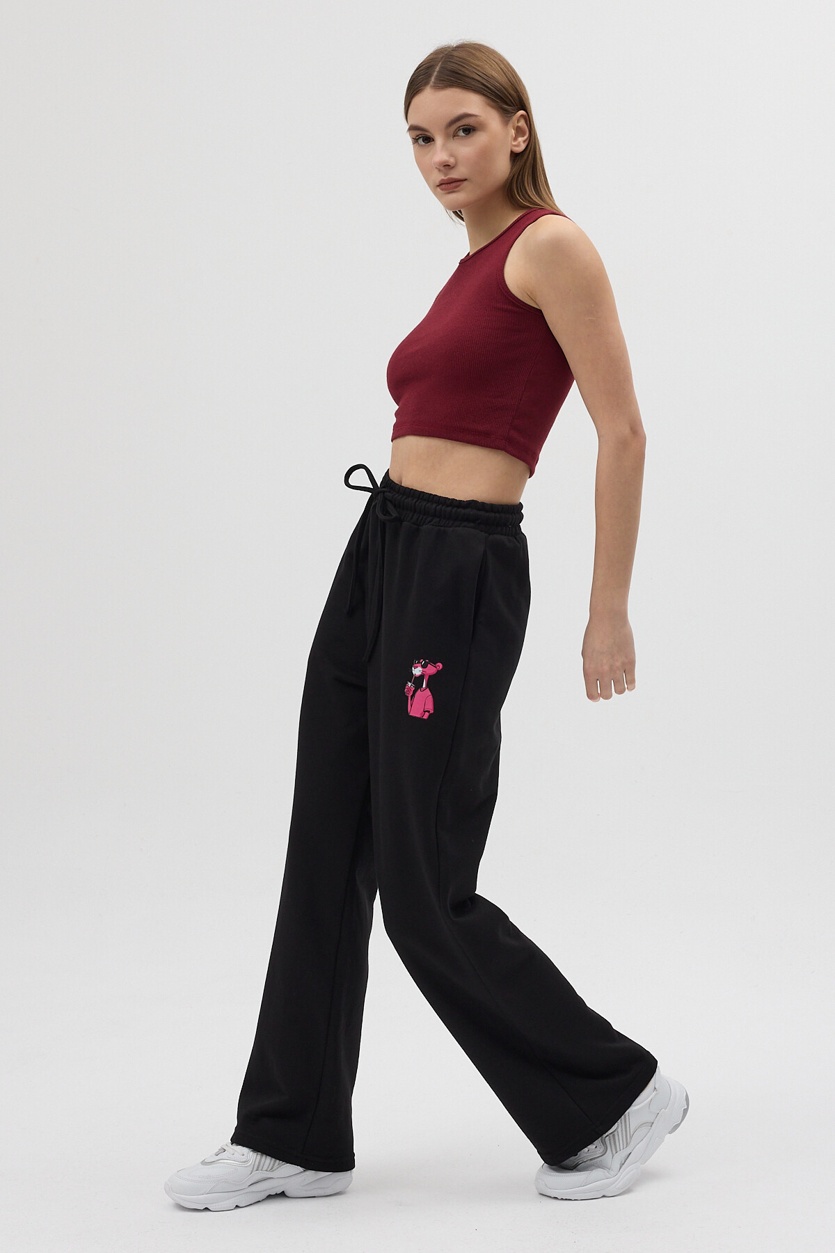 Siyah 3111A Pembe Panter Baskılı Eşofman - 3