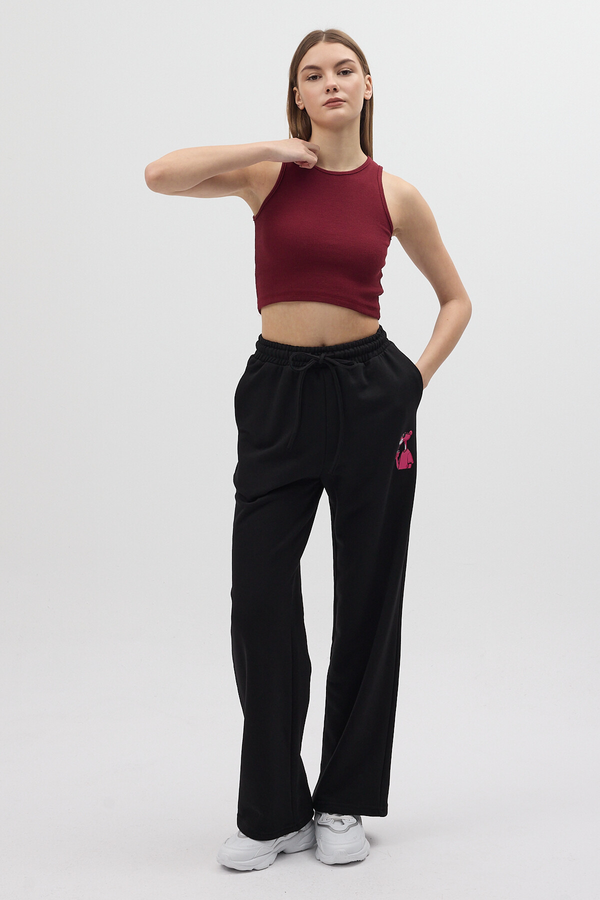 Siyah 3111A Pembe Panter Baskılı Eşofman - 2