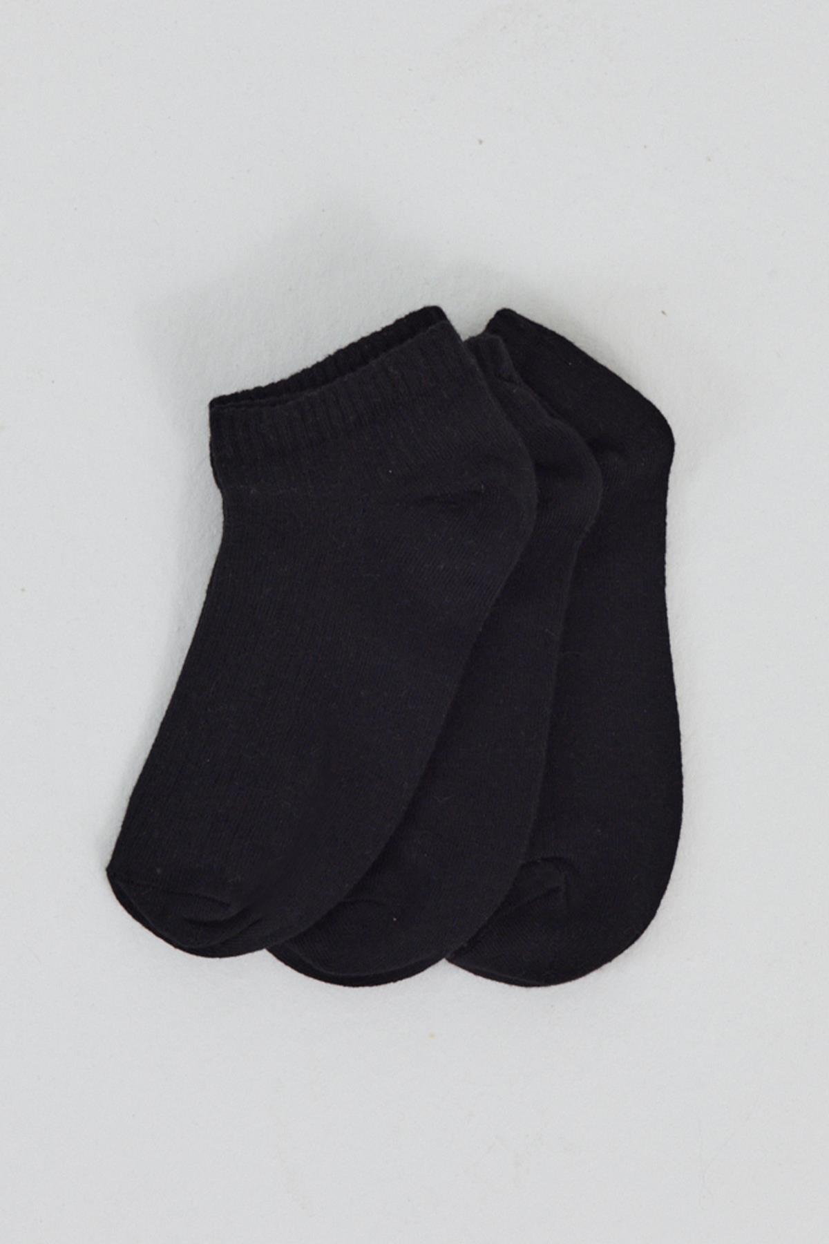 Siyah 3'lü Örme Patik Çorap 1106 