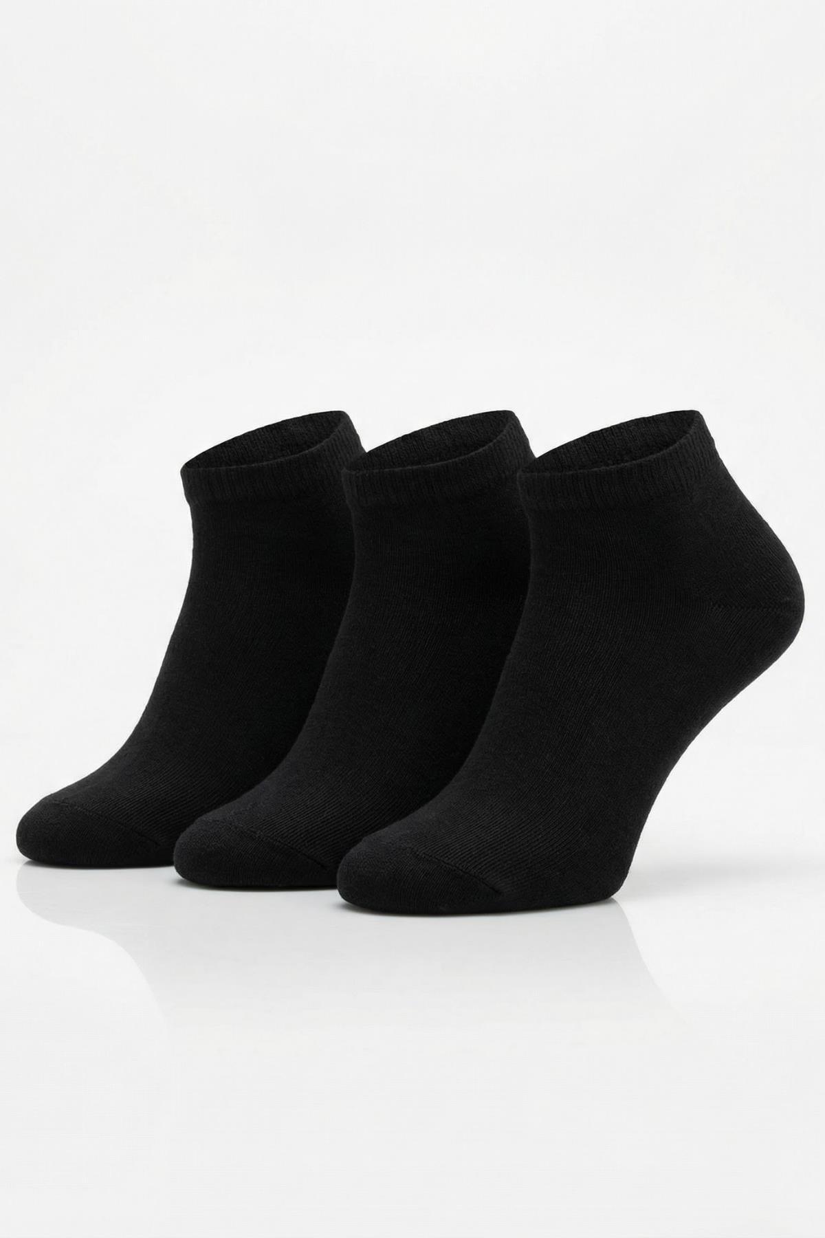 Siyah 3'lü Örme Patik Çorap 1106 - RAYS