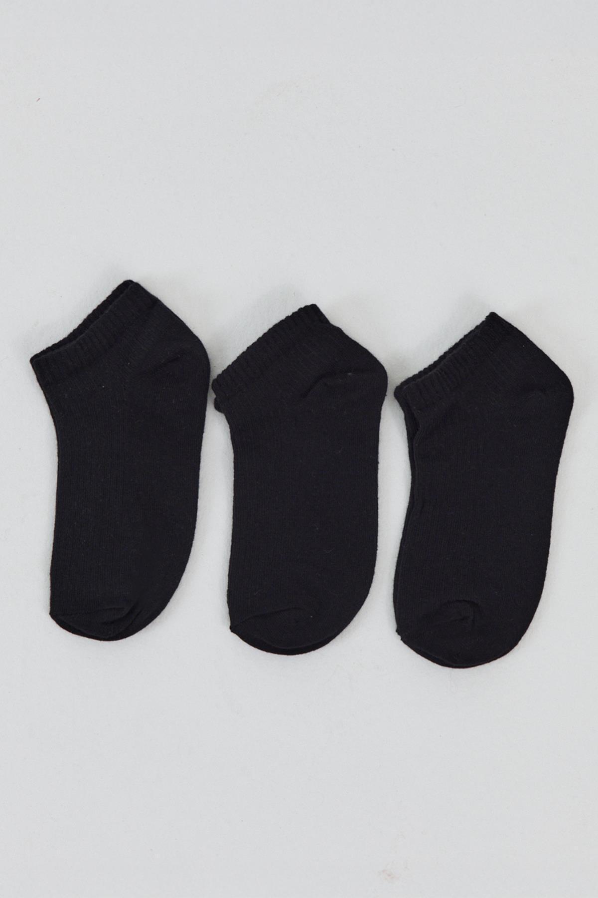 Siyah 3'lü Örme Patik Çorap 1106 - 5