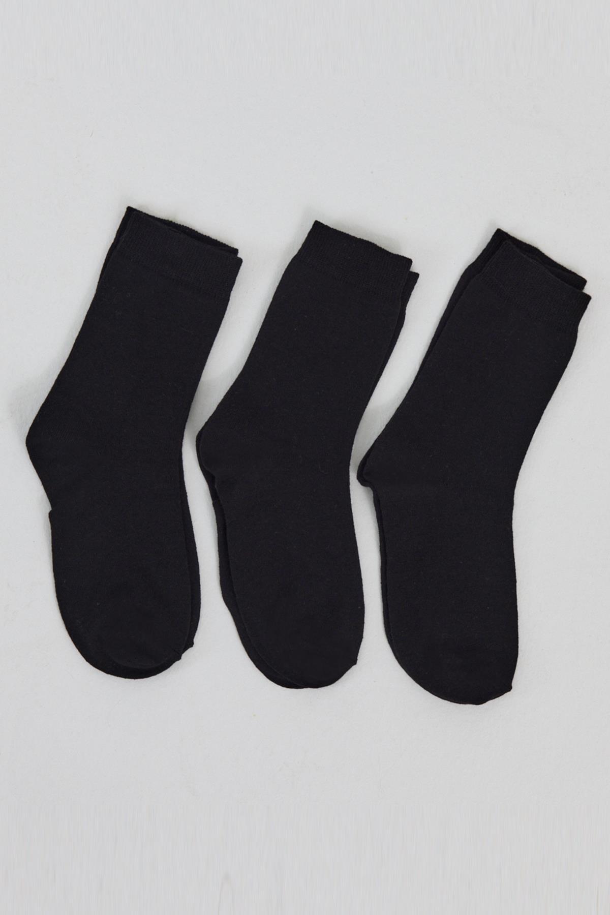 Siyah 3'lü Örme Soket Çorap 1021 - RAYS