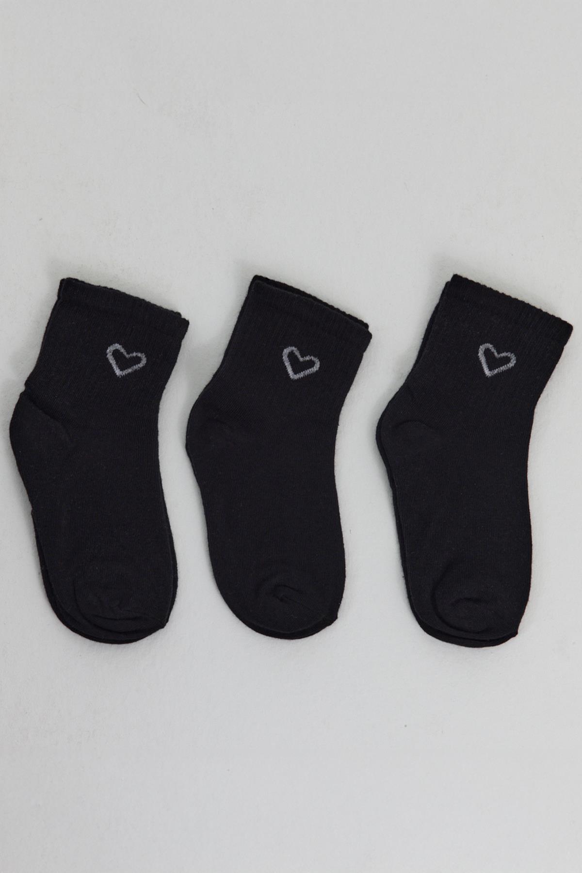 Siyah 3'lü Örme Soket Çorap 1100 - RAYS