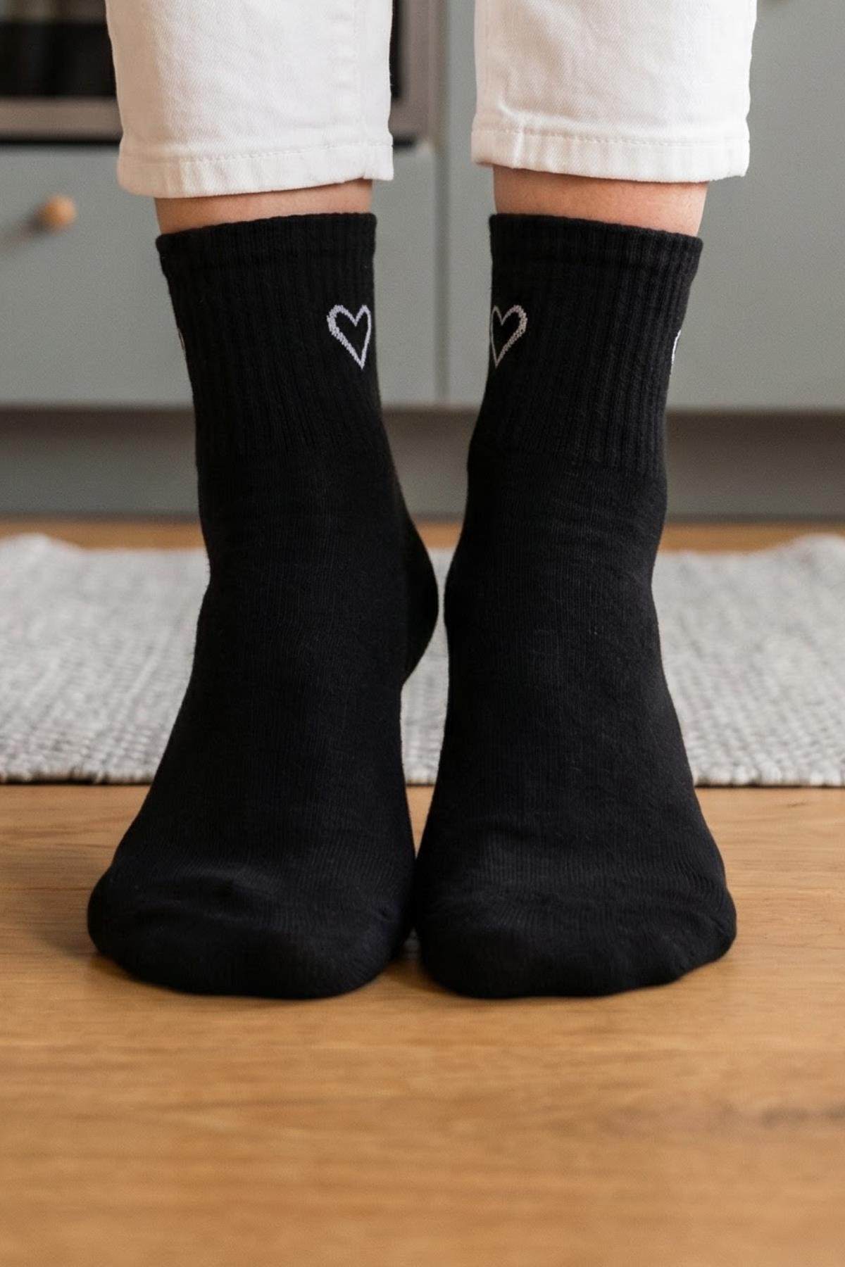 Siyah 3'lü Örme Soket Çorap 1100 - 2