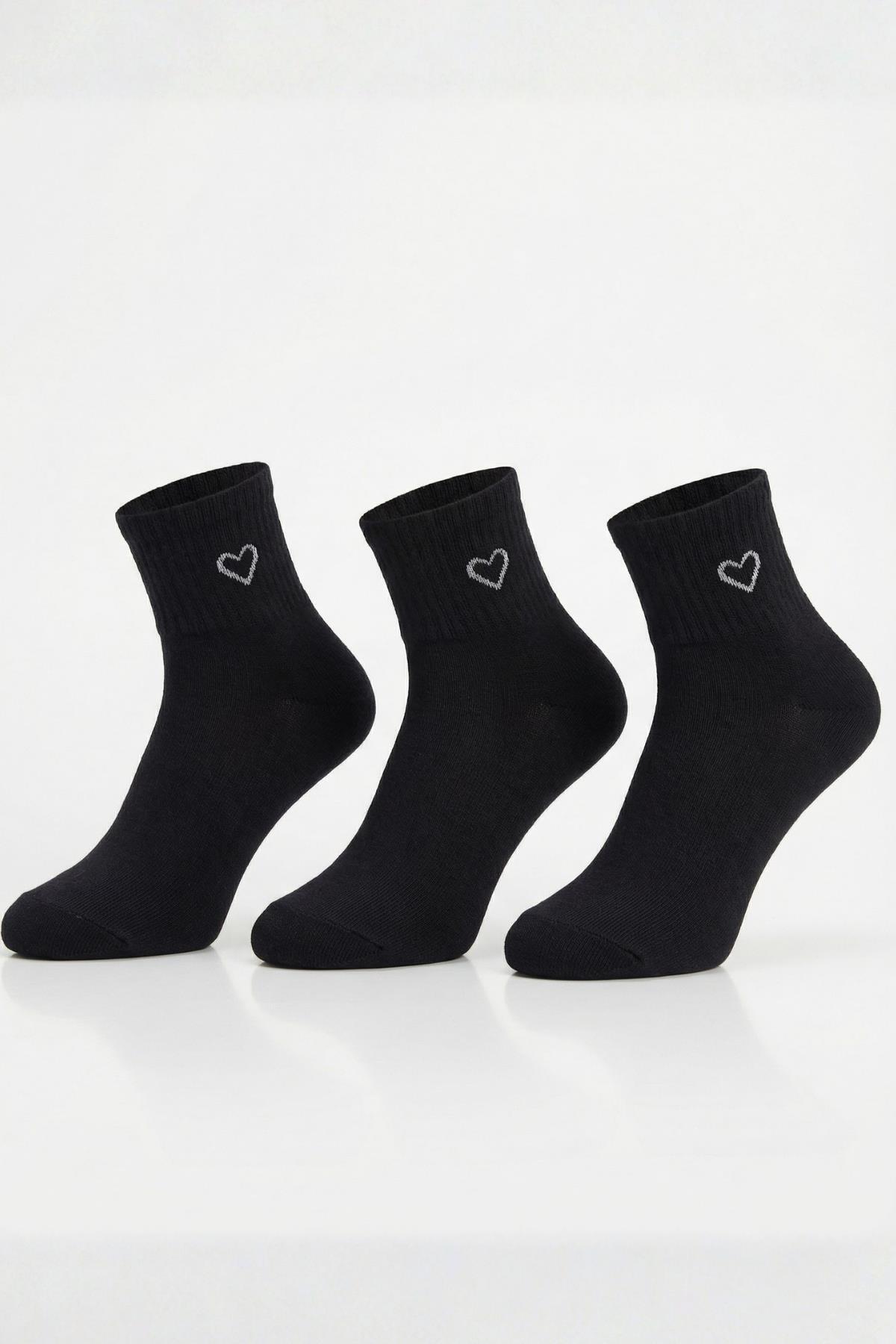 Siyah 3'lü Örme Soket Çorap 1100 - 3
