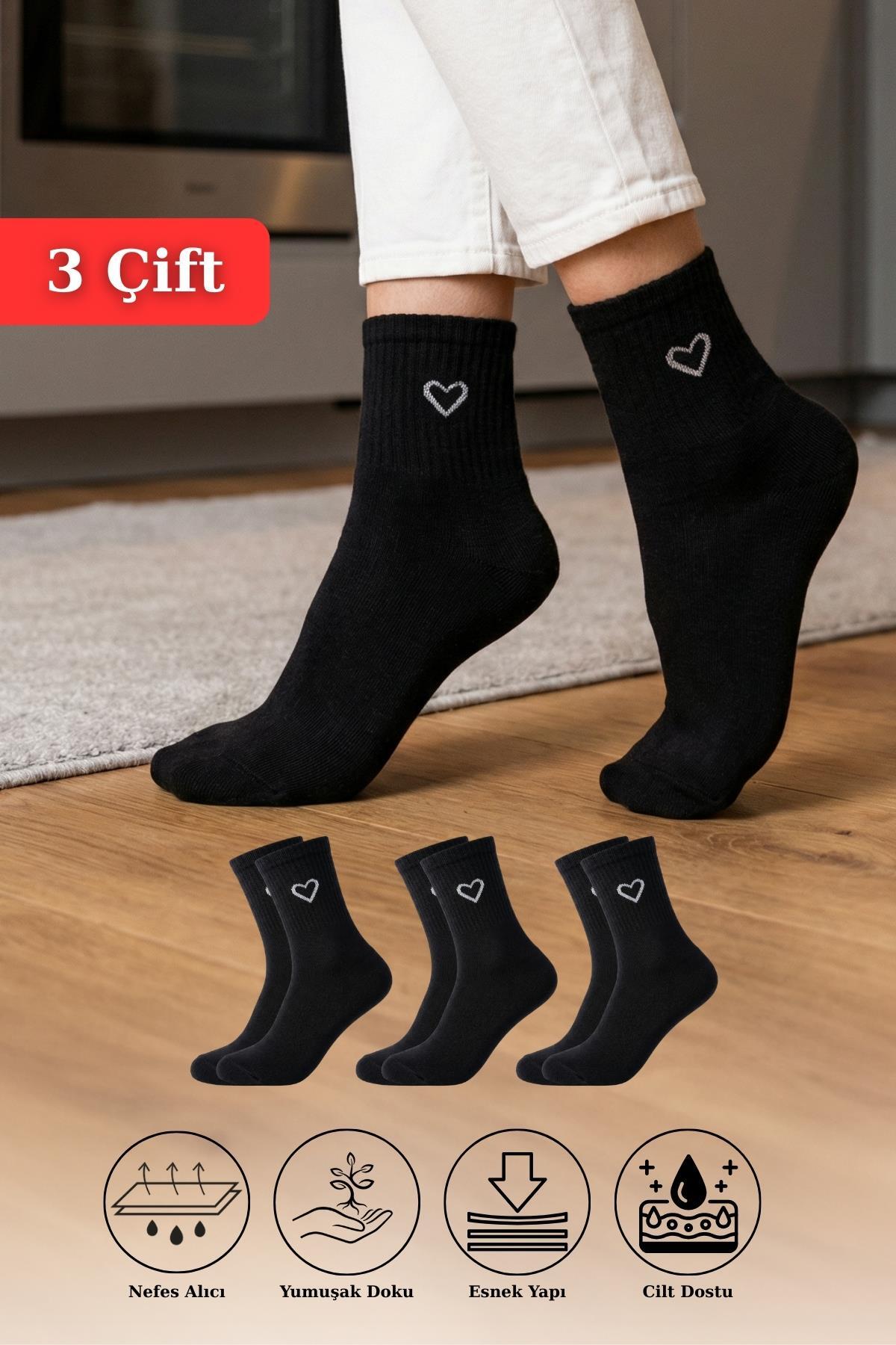 Siyah 3'lü Örme Soket Çorap 1100 
