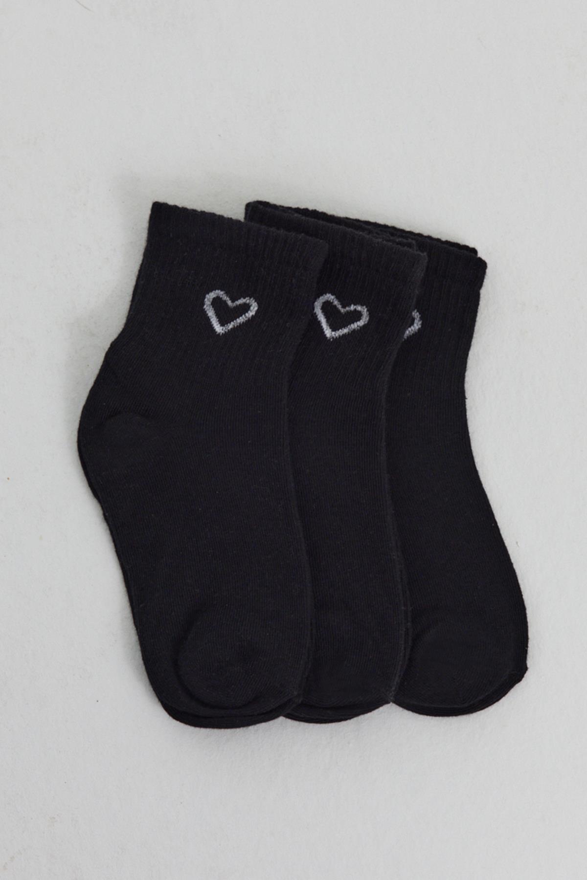 Siyah 3'lü Örme Soket Çorap 1100 
