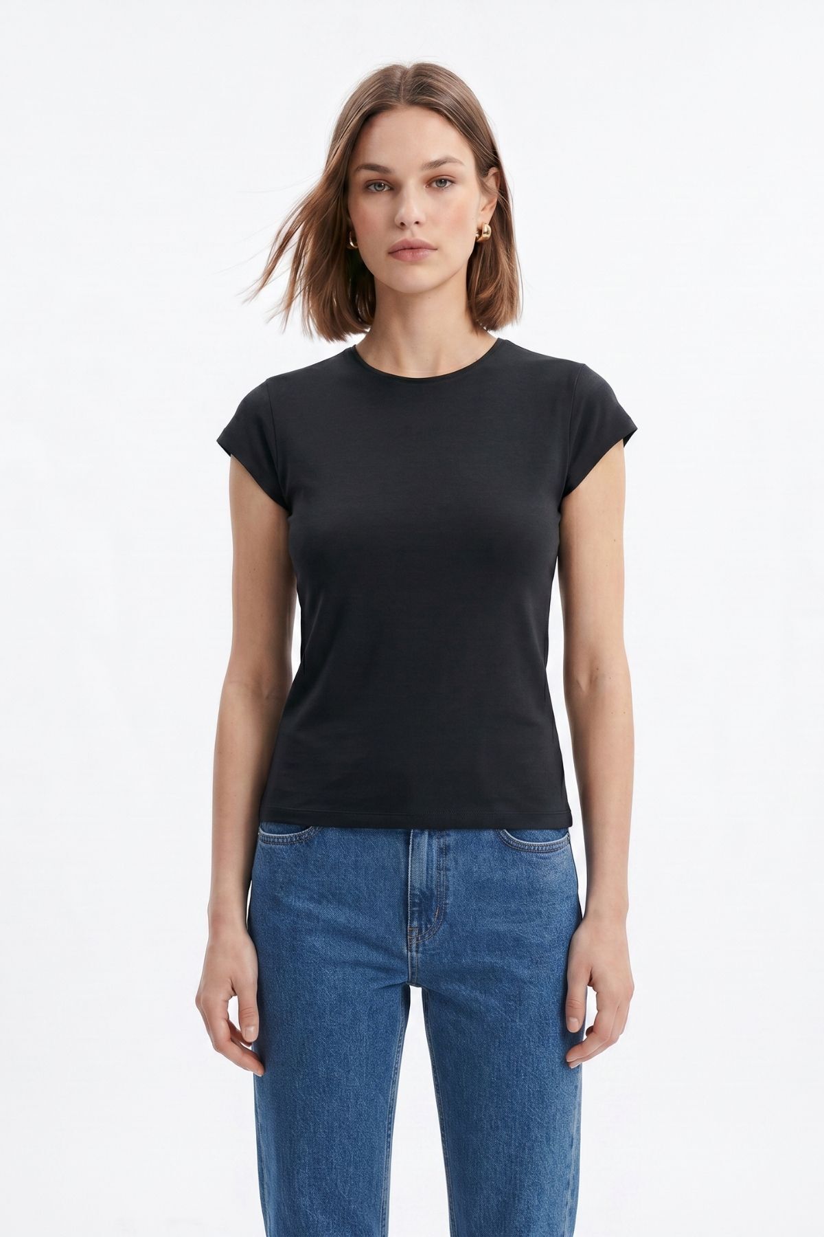 Siyah 511 Bisiklet Yaka Slim Fit Tişört - 2