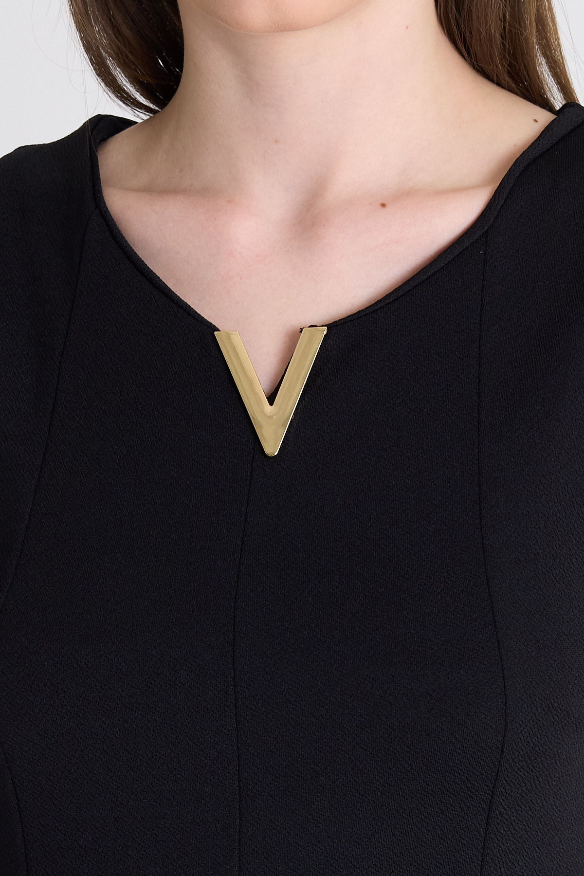 Siyah Aksesuar Detaylı Kolsuz Mini Elbise 2238 - 4