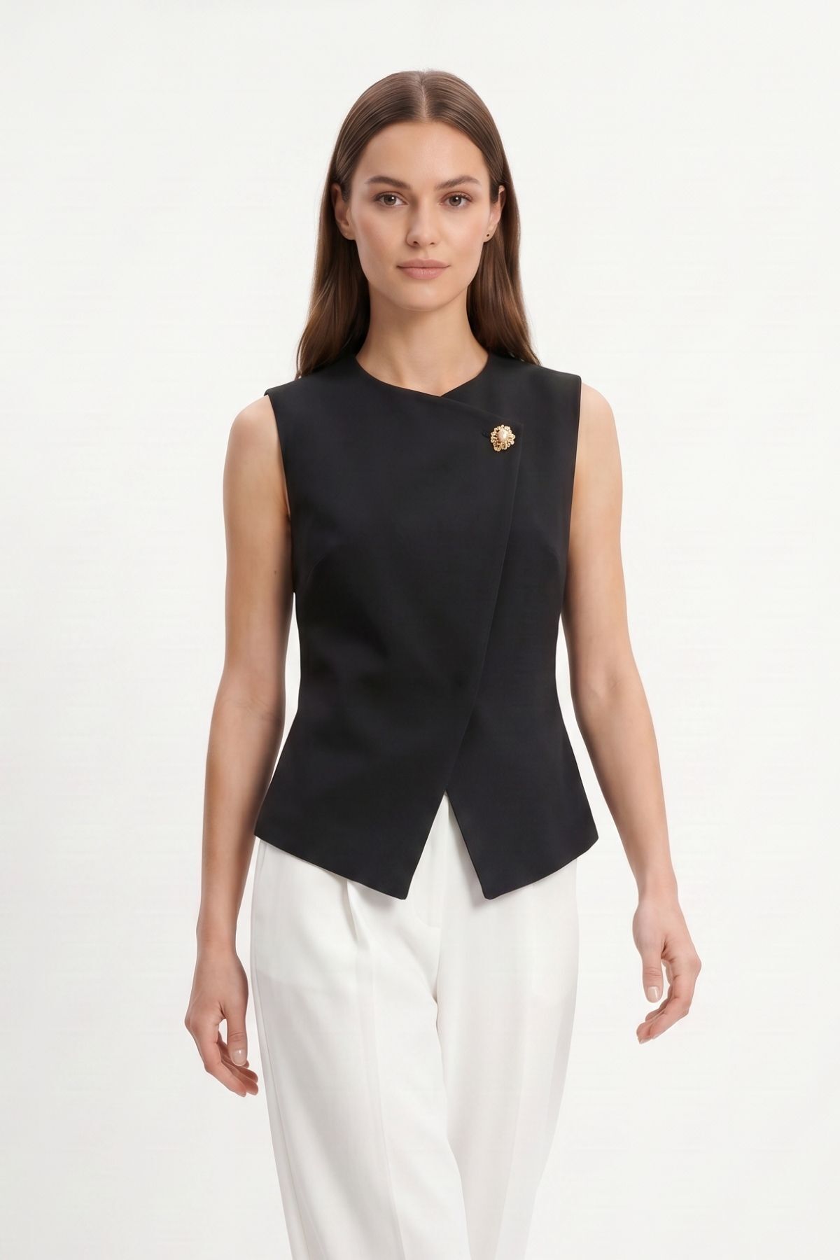 Siyah Aksesuar Detaylı Yelek 8371A 