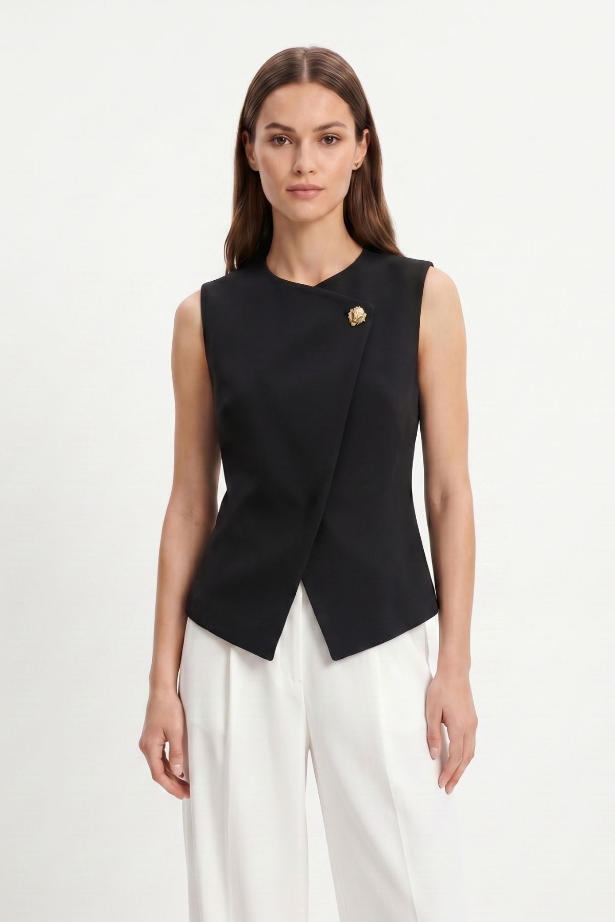 Siyah Aksesuar Detaylı Yelek 8371A - RAYS (1)