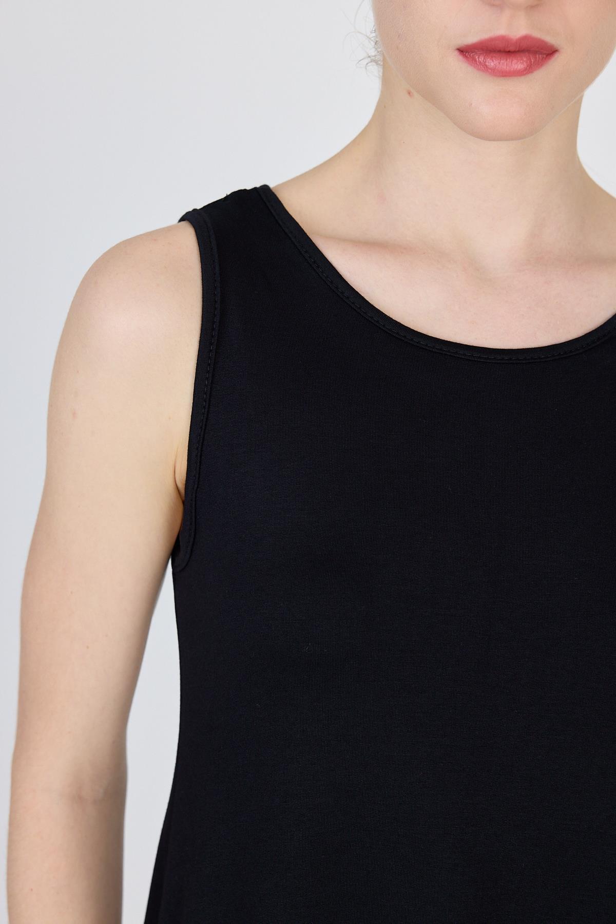 Siyah Asimetrik Kesim Kolsuz Elbise 4034 - RAYS