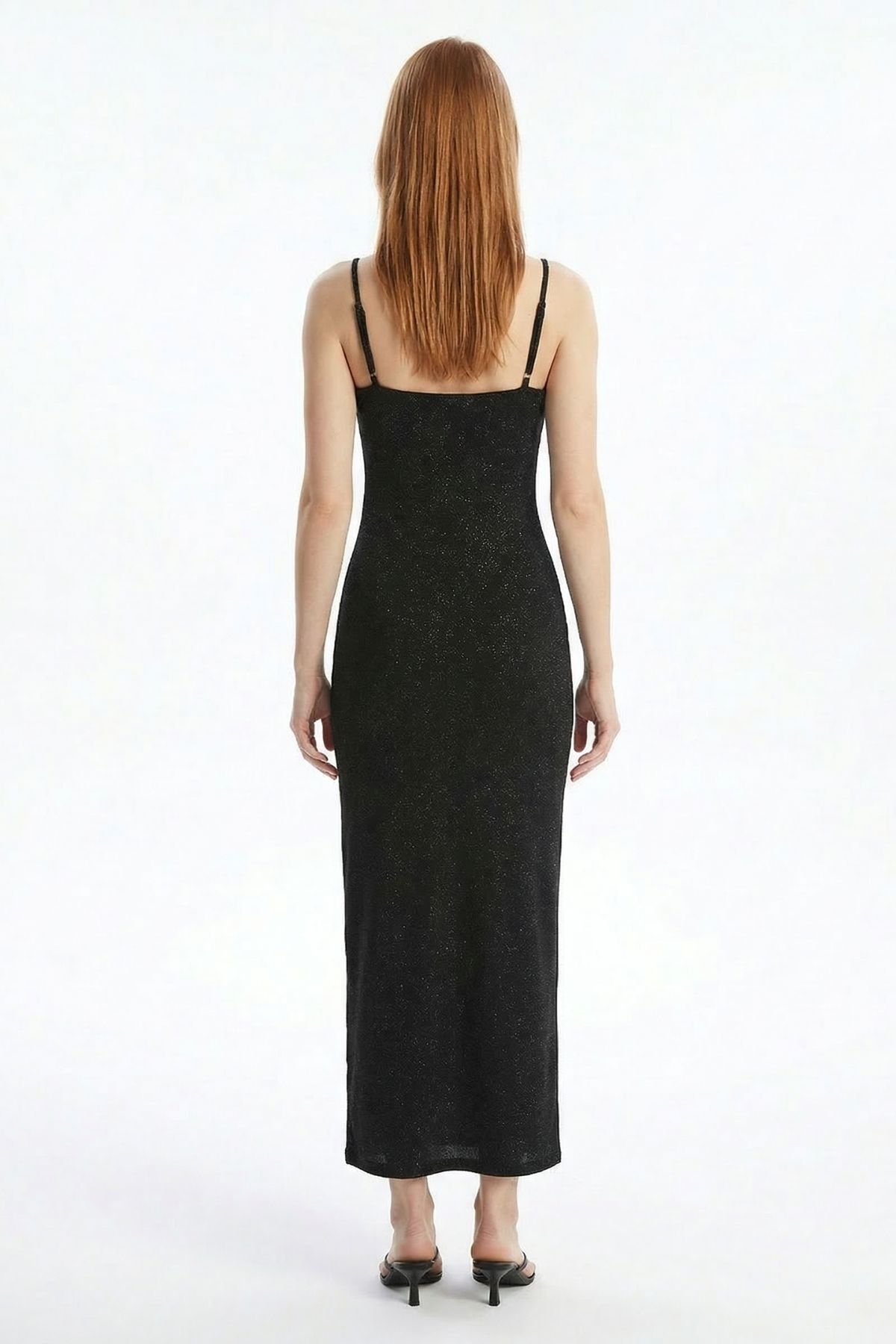 Siyah Askılı Simli Elbise 261640 - 3