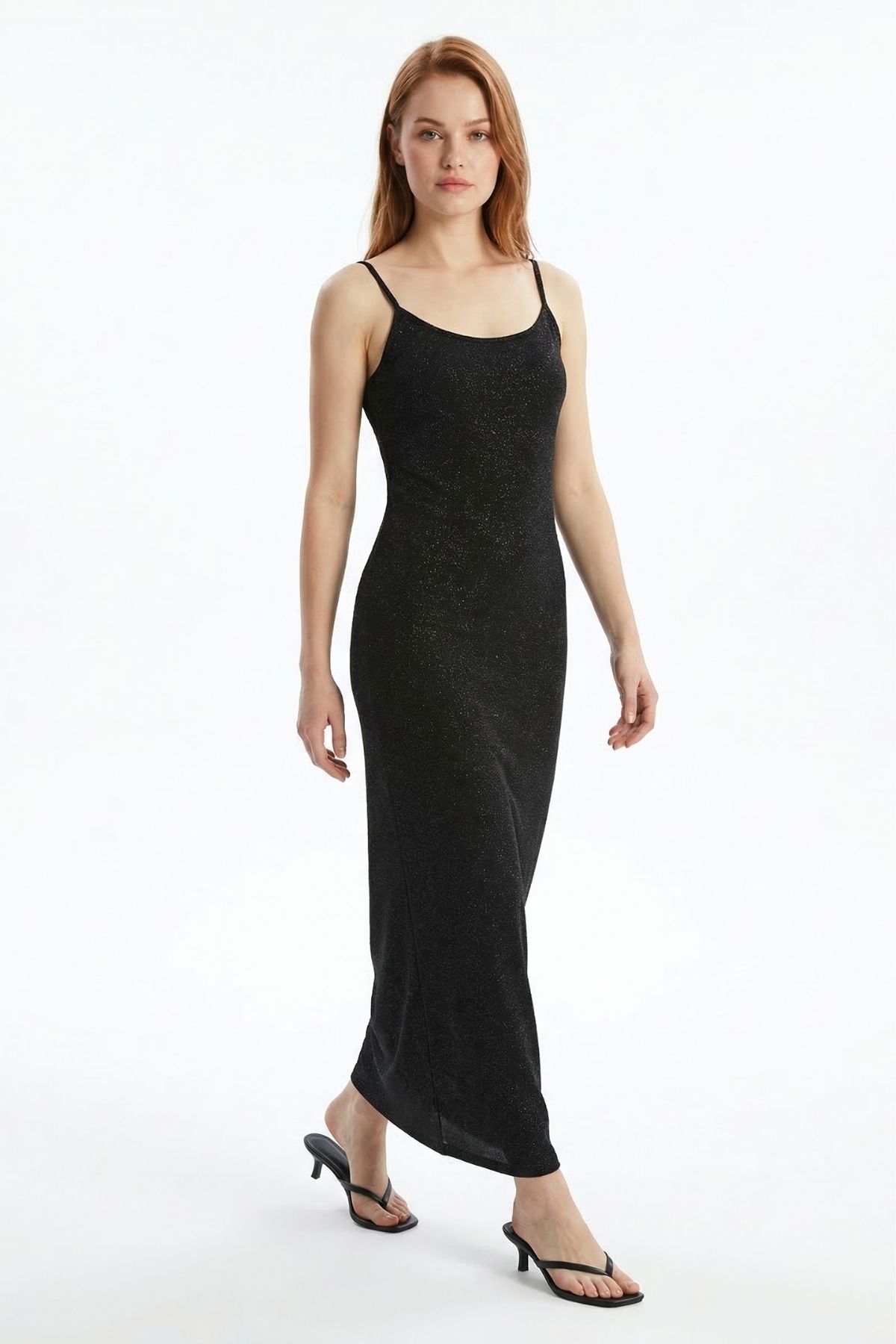 Siyah Askılı Simli Elbise 261640 - RAYS