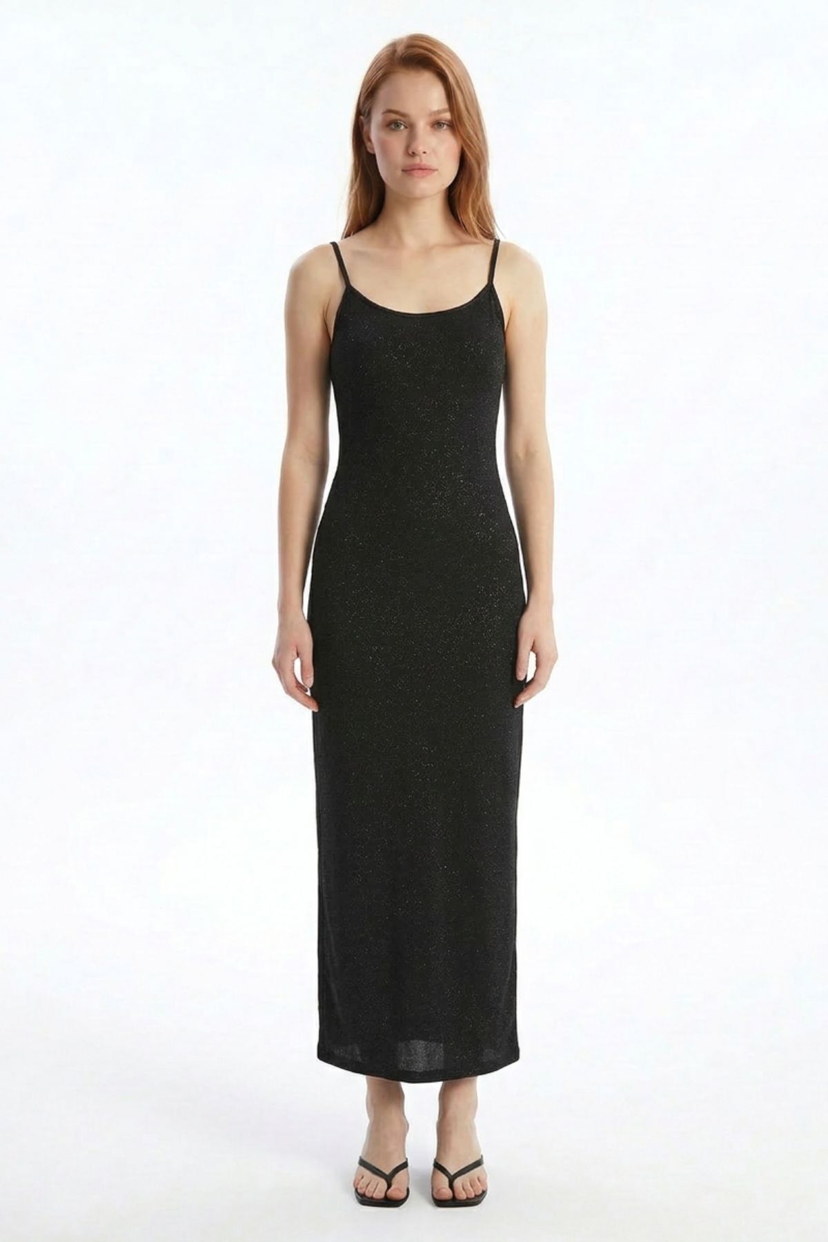 Siyah Askılı Simli Elbise 261640 - RAYS