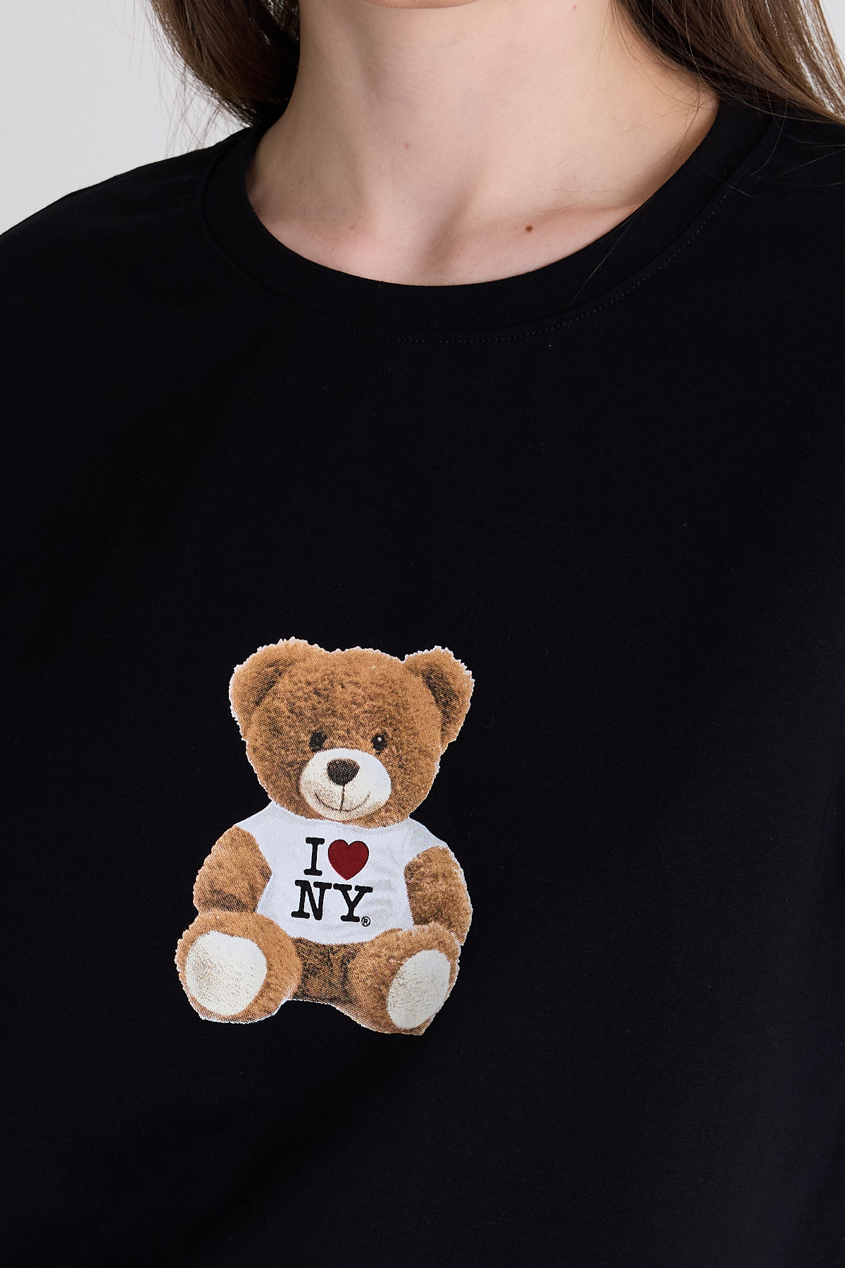 Siyah Ayı Baskılı Oversize Tişört 6402 - 4