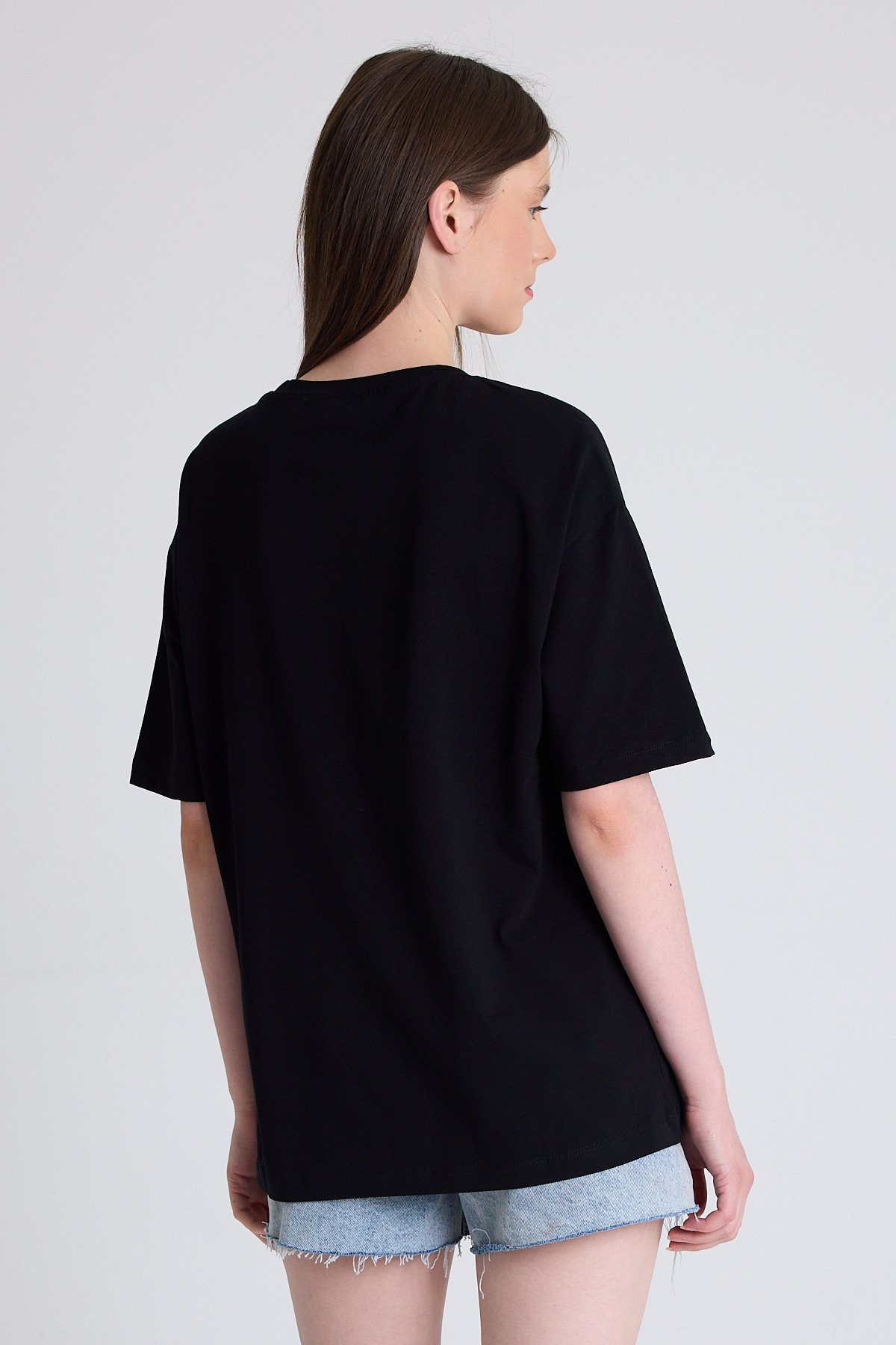 Siyah Ayı Baskılı Oversize Tişört 6402 - 5