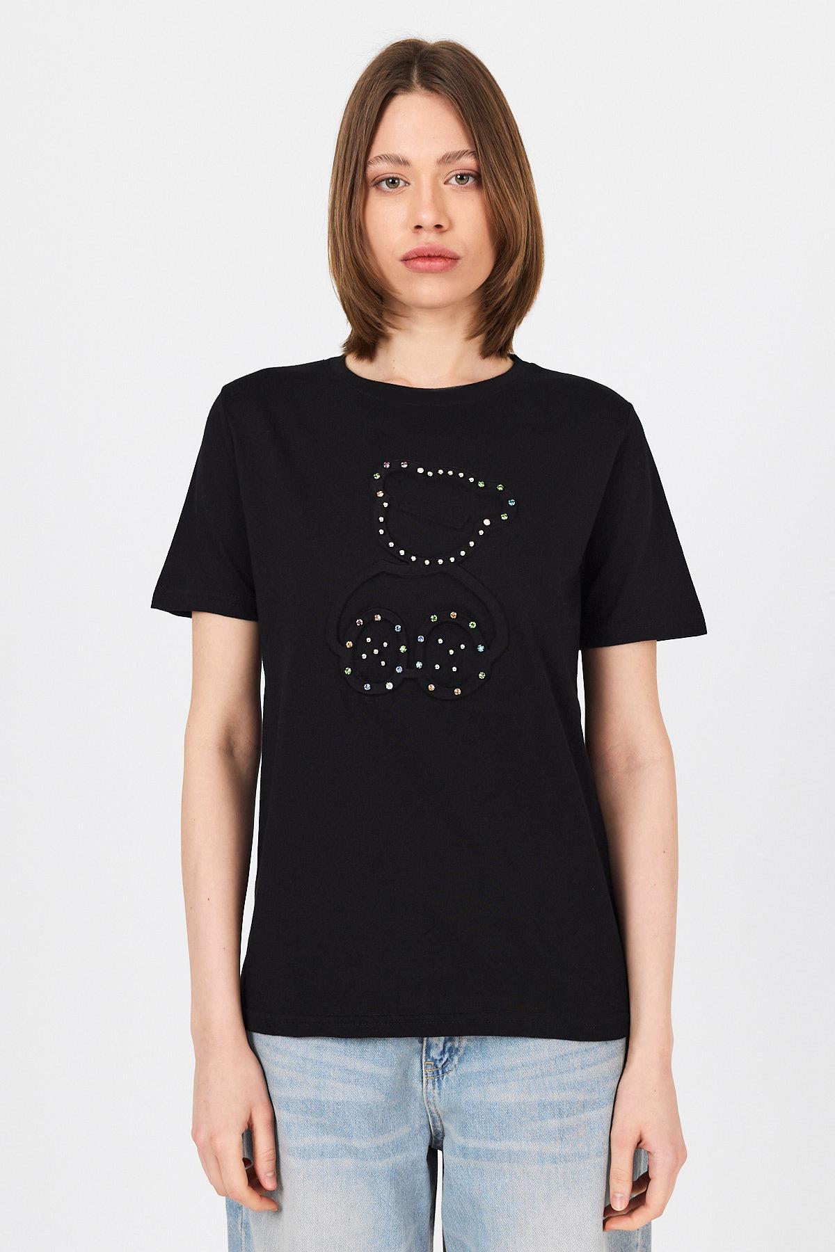 Siyah Ayı Kabartmalı Tişört 25226 - 1