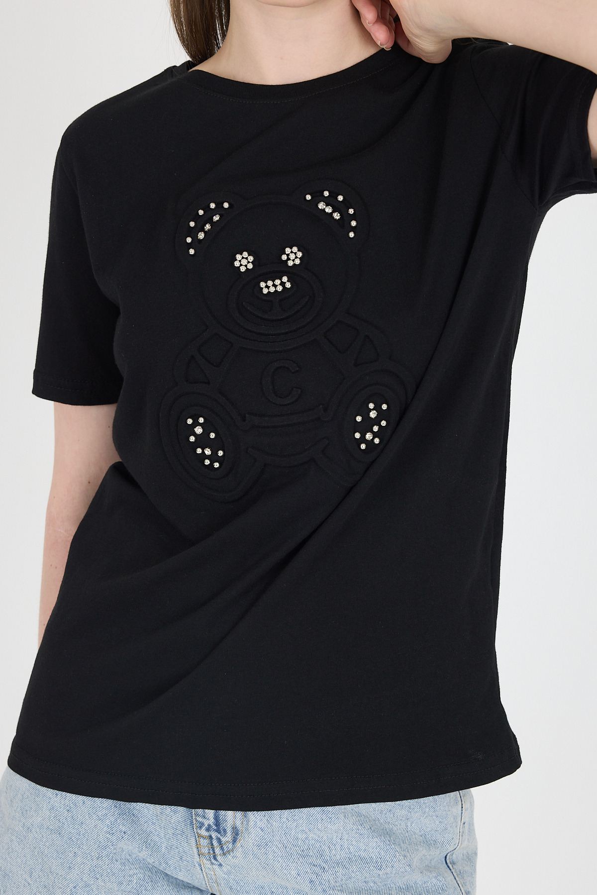 Siyah Ayıcık Kabartmalı Tişört 25221 - RAYS