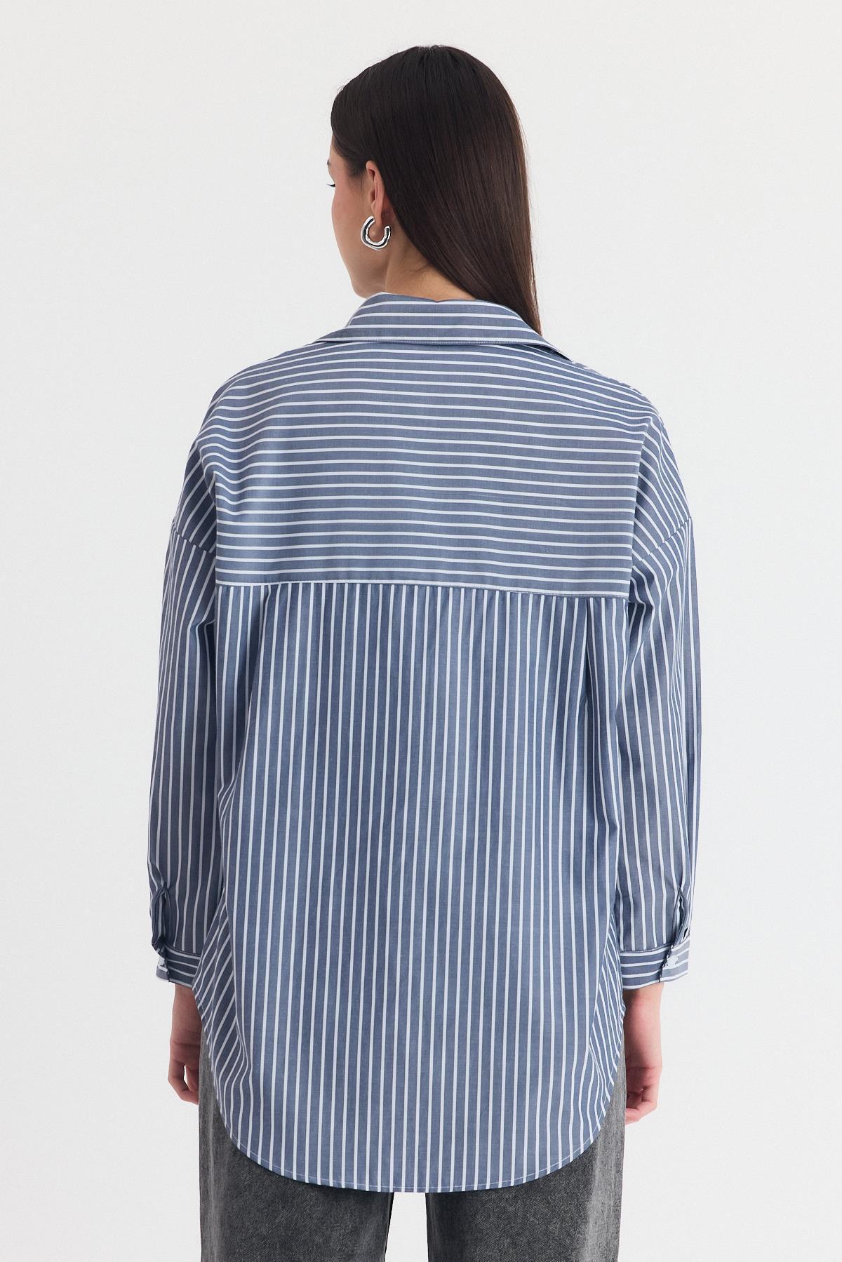 Siyah Ayıcık Nakışlı Oversize Gömlek 4689A - 5