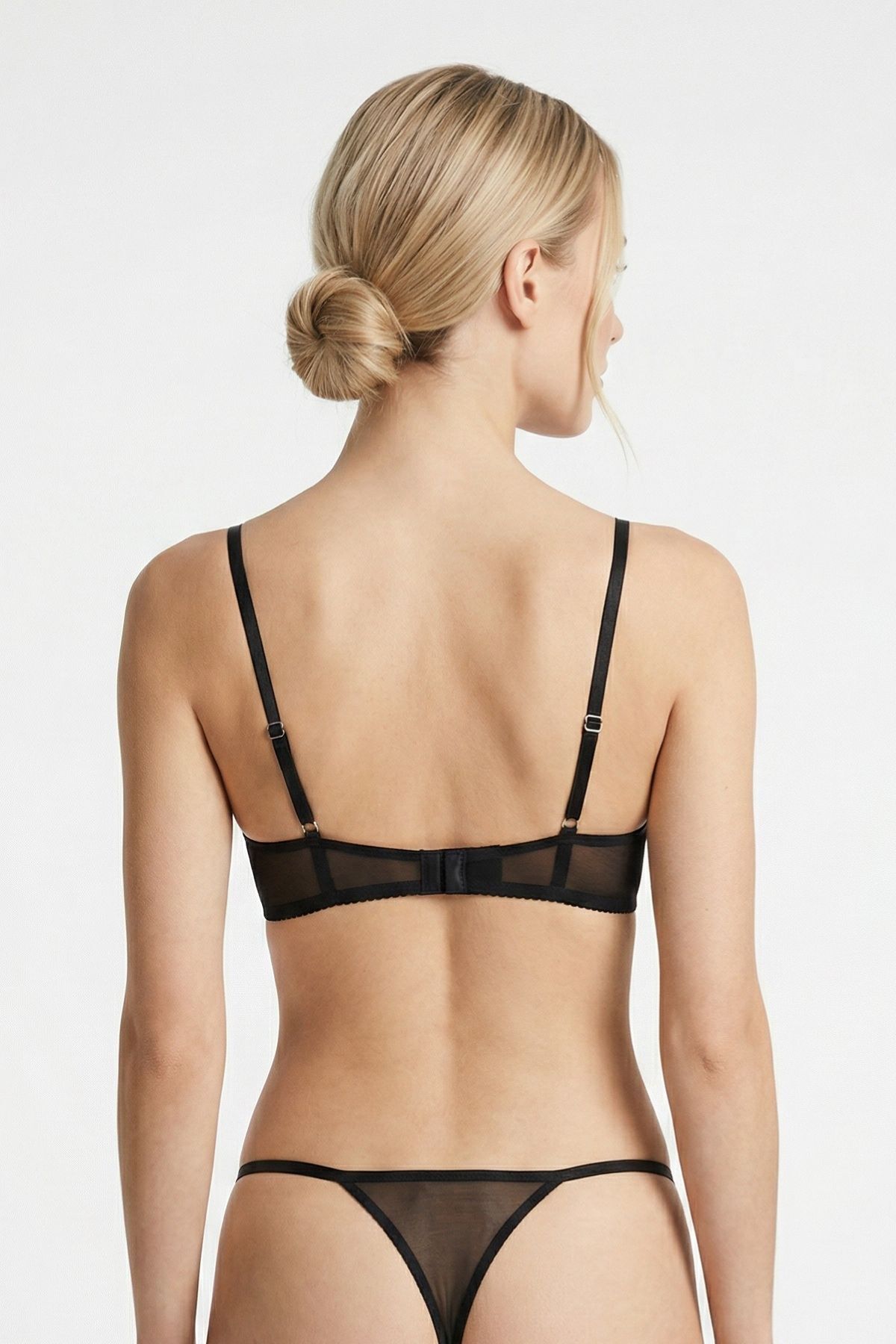 Siyah Balenli Leopar Desenli Dantel Sütyen Takım 247 - 2