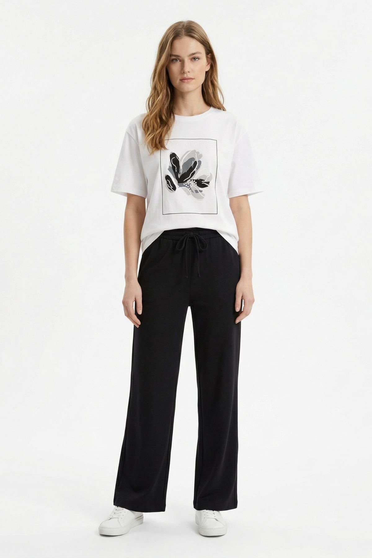 Siyah Baskılı Tişört Eşofman Takım 8305 