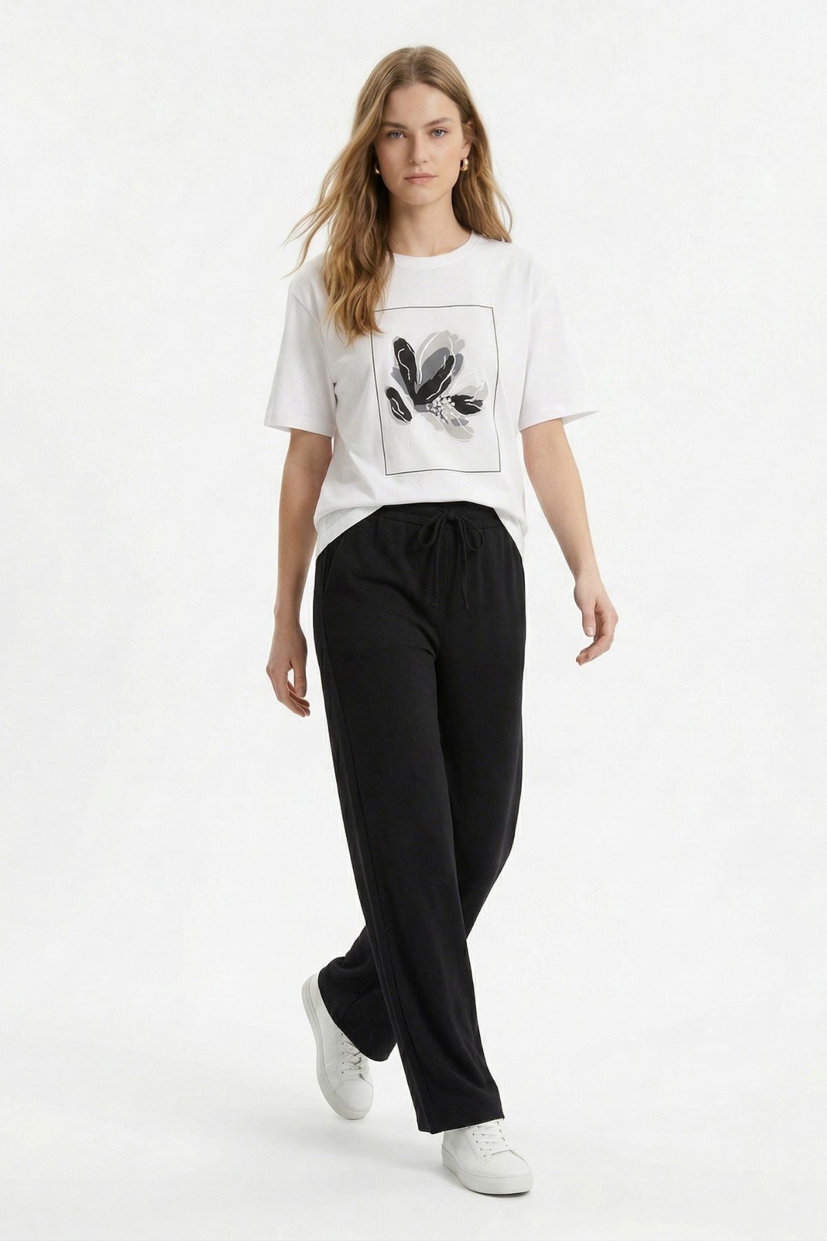 Siyah Baskılı Tişört Eşofman Takım 8305 - 2