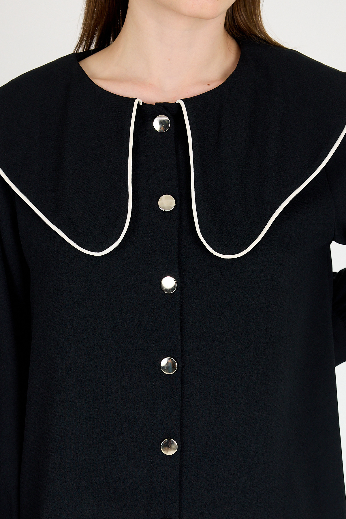 Siyah Bebe Yaka Düğmeli Tunik ve Yanı Şerit Detaylı Pantolon Takım 4661A - 3