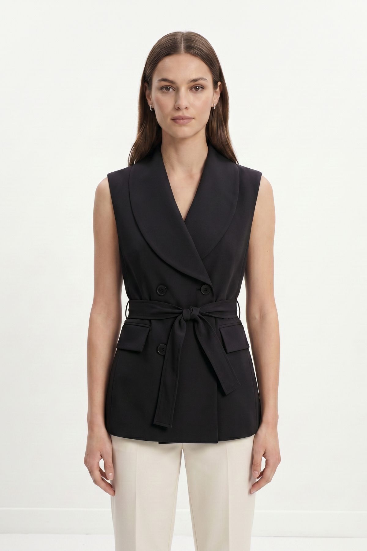 Siyah Bel Kuşaklı Yelek 8460A - 2