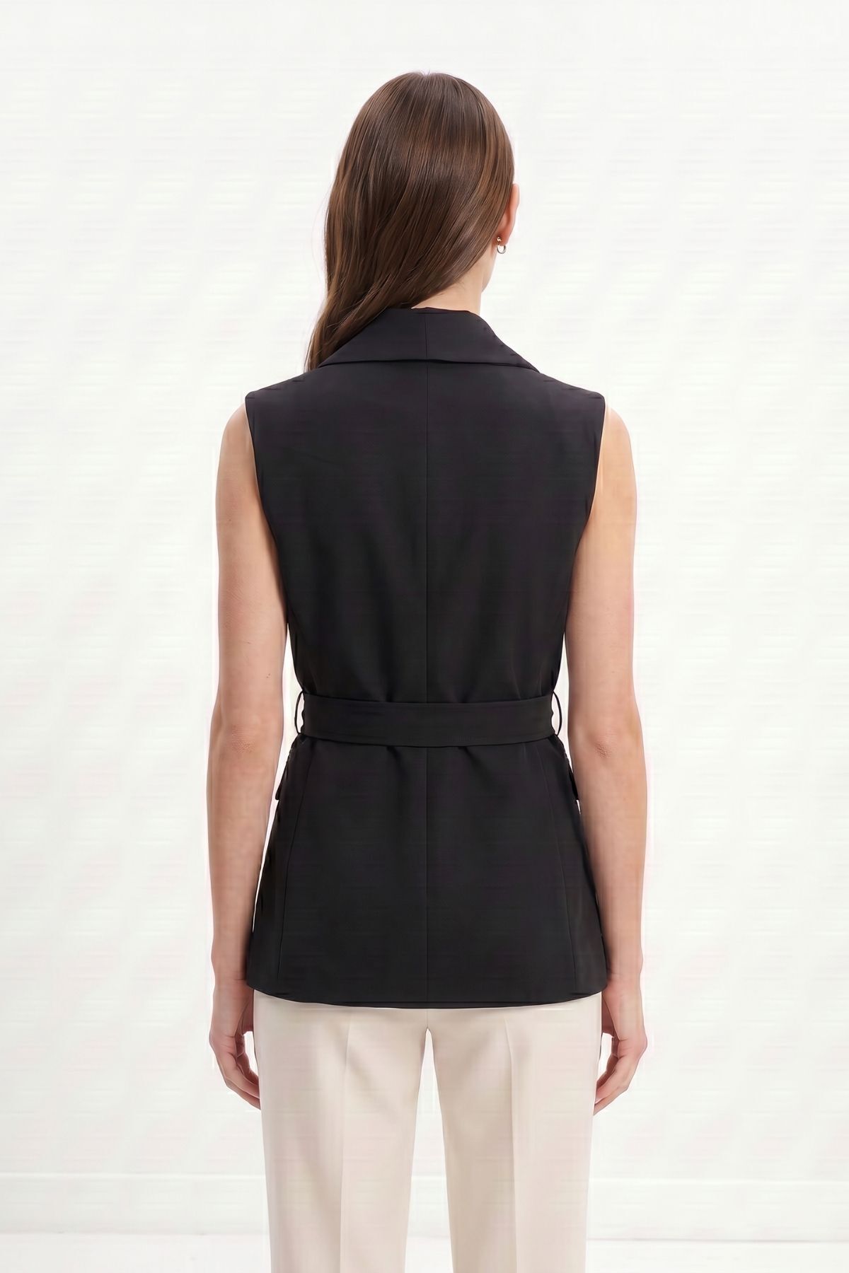 Siyah Bel Kuşaklı Yelek 8460A - 3