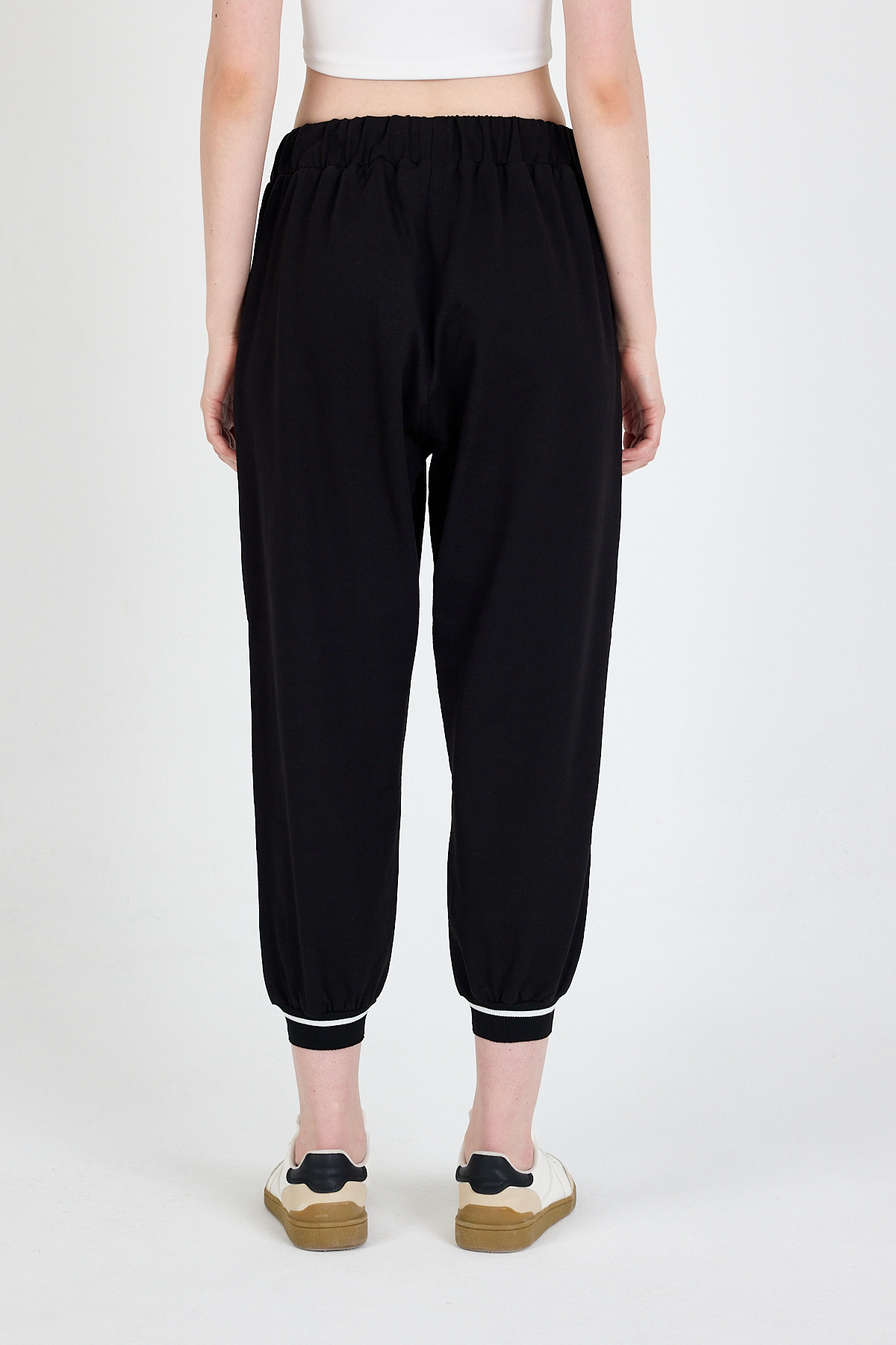 Siyah Bel Lastikli Cepli Şerit Detaylı Jogger Eşofman Altı 81524 - 5