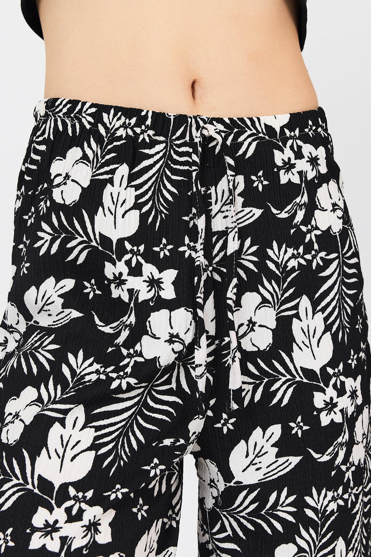 Siyah Bel Lastikli Desenli Pantolon 4725A - RAYS