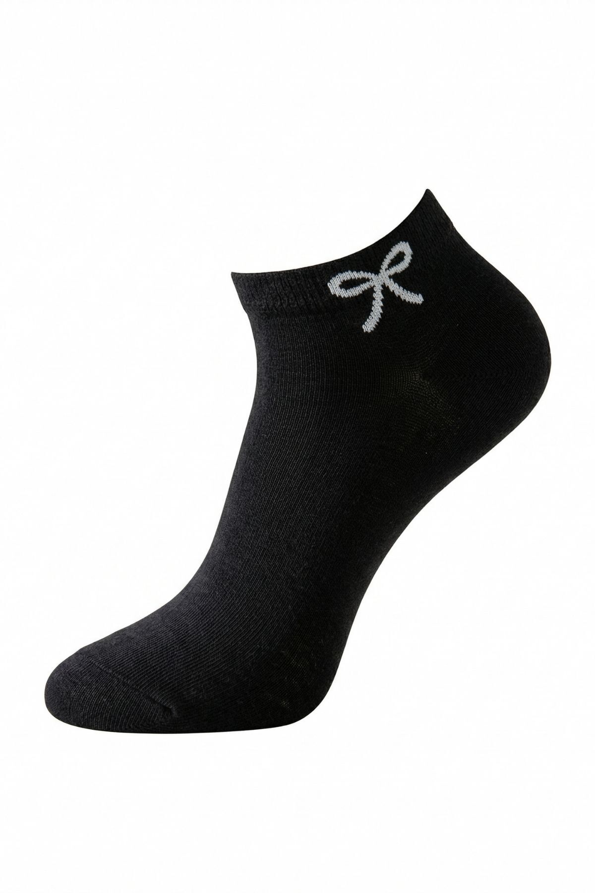 Siyah-Beyaz-Gri Kurdele Desen 3'lü Patik Çorap 4008 - 3