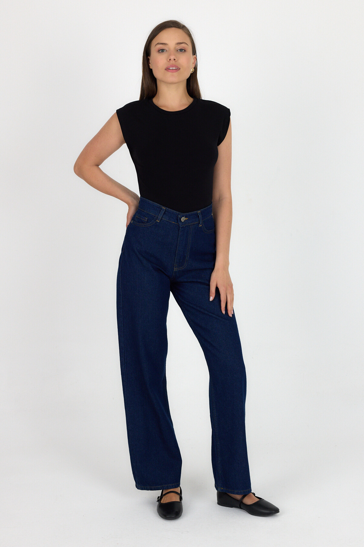 Siyah Bisiklet Yaka Pamuklu Slim Fit Tişört 3050 - RAYS
