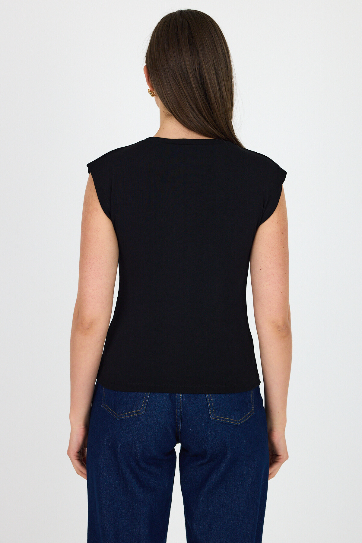 Siyah Bisiklet Yaka Pamuklu Slim Fit Tişört 3050 - 5