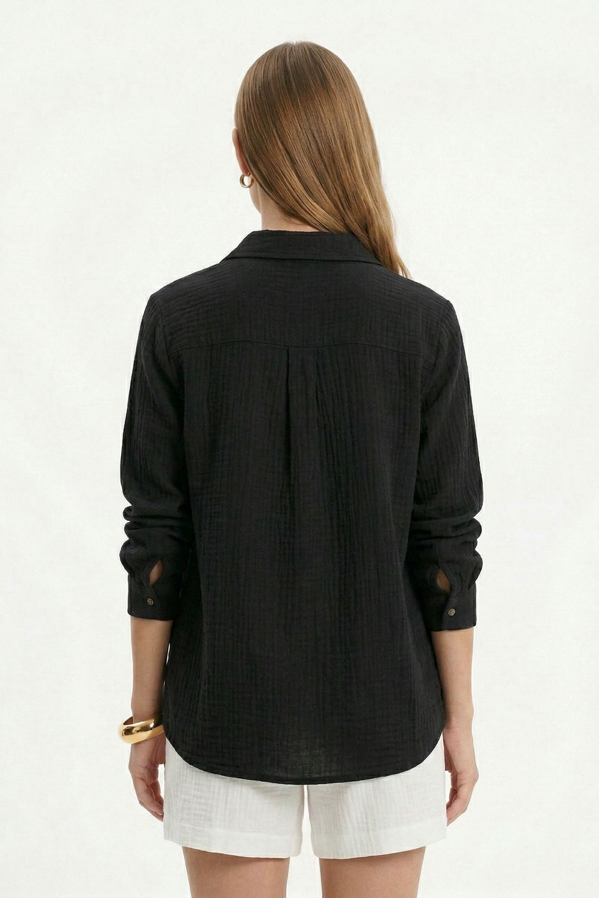 Siyah Çift Cepli Uzun Kol Gömlek 4829A - RAYS