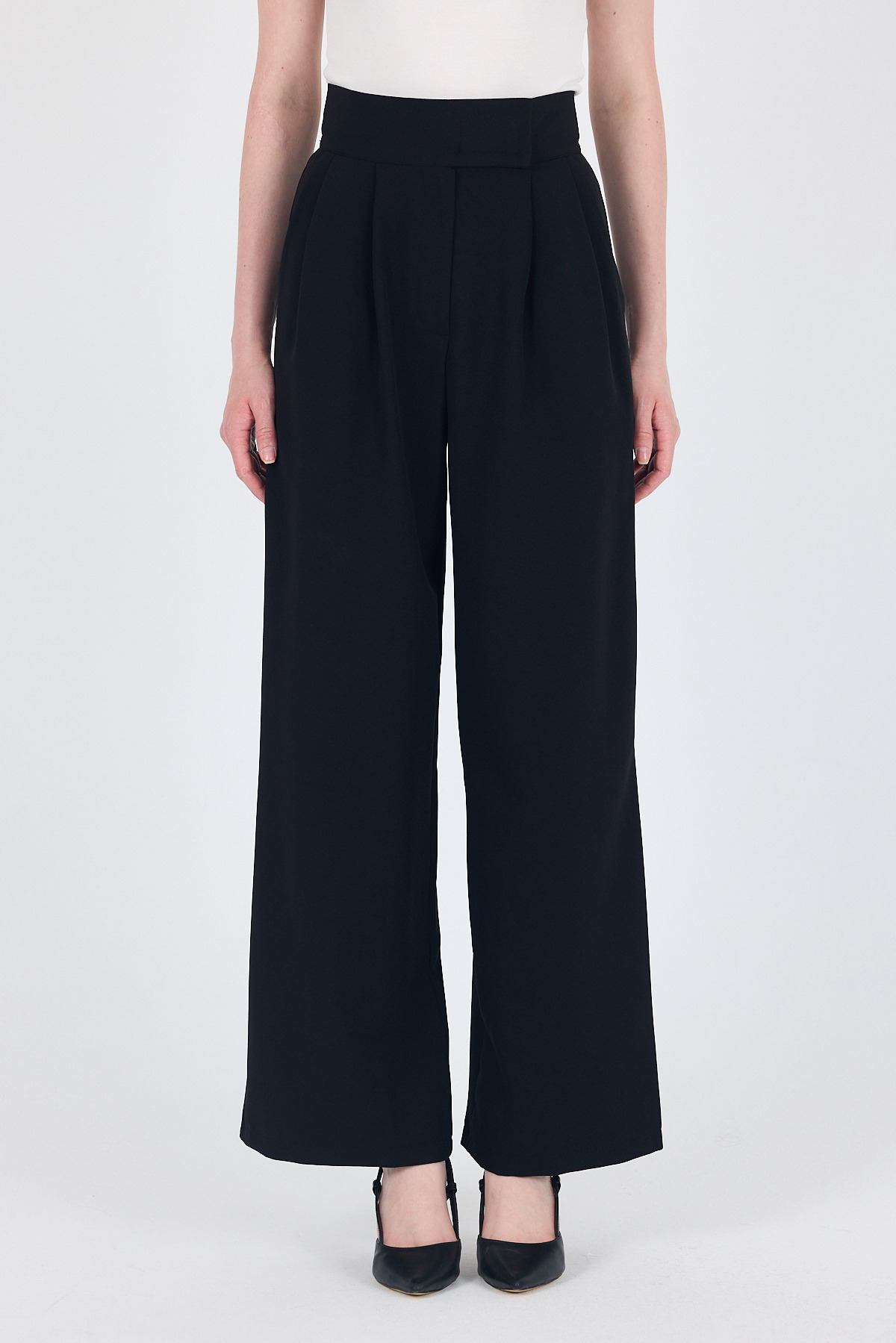 Siyah Cırt Kapama Detaylı Palazzo Pantolon 1615 - 6