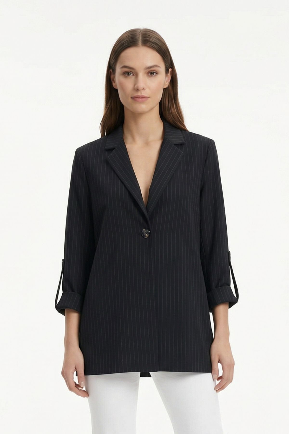 Siyah Çizgili Kol Apolet Detay Ceket 1616 - 2
