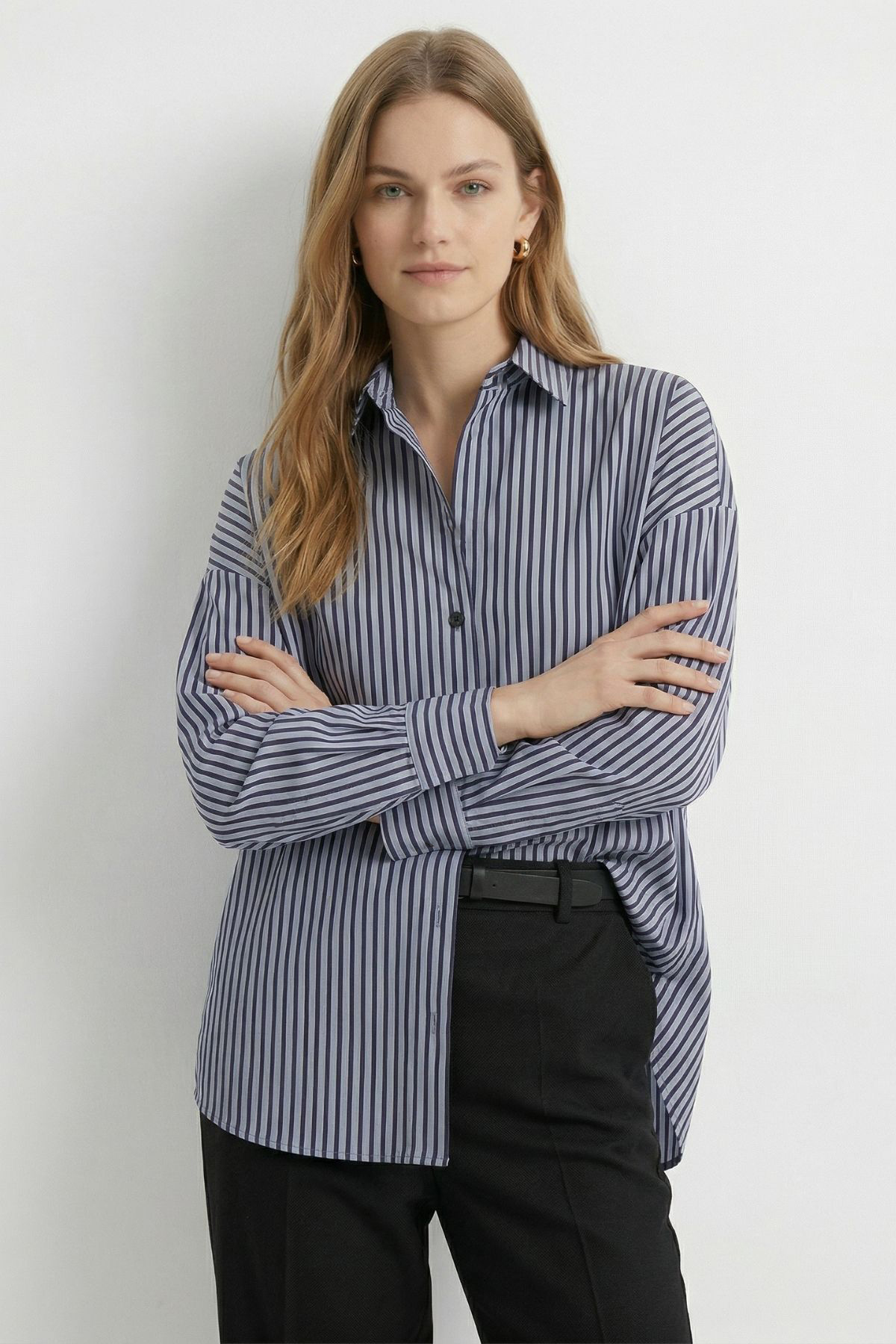 Siyah Çizgili Salaş Gömlek 5475 