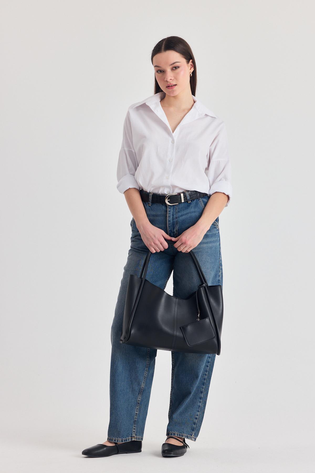 Siyah Cüzdanlı Büyük Omuz Çantası 3028 - RAYS