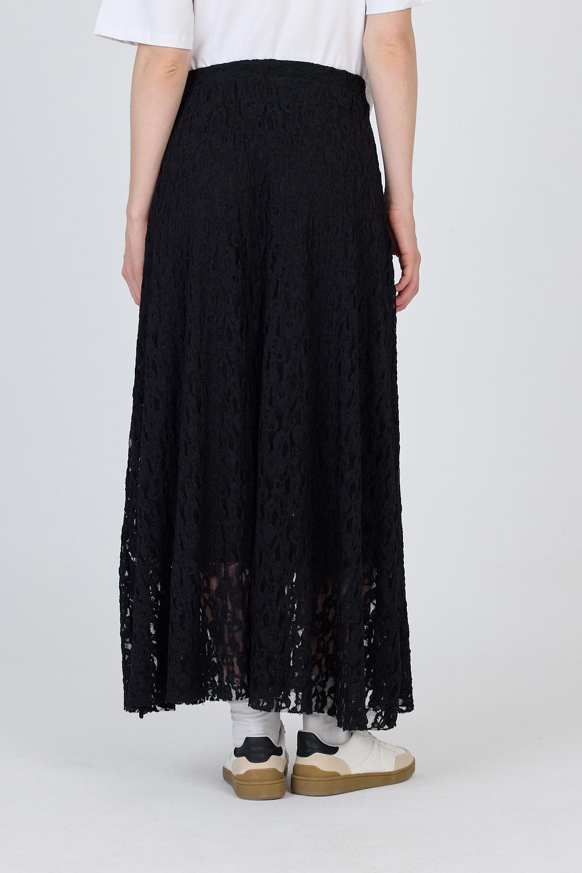 Siyah Dantel Detaylı Astarlı Etek 2582 - 5