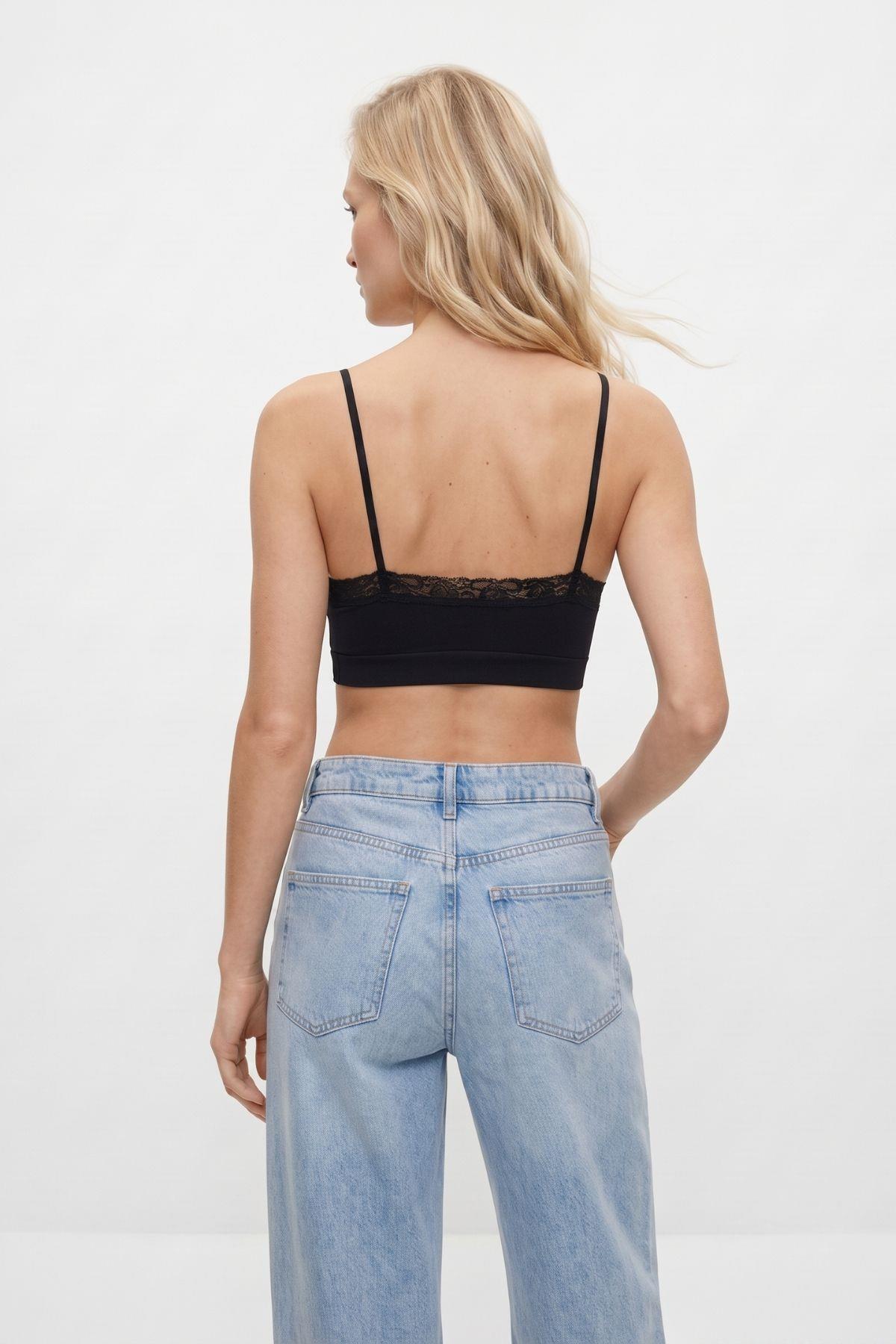 Dantelli Pedli Balensiz Bralet 9055 Siyah - RAYS