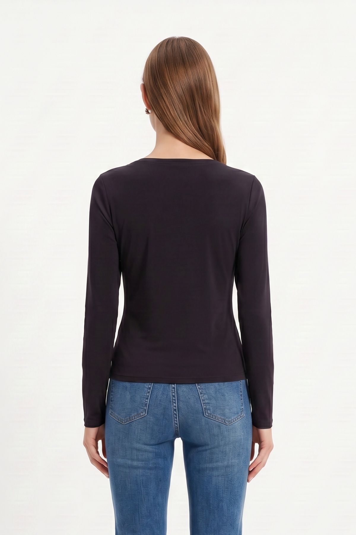 Siyah Degaje Yaka Dantel Detay Bluz 0469 - 3