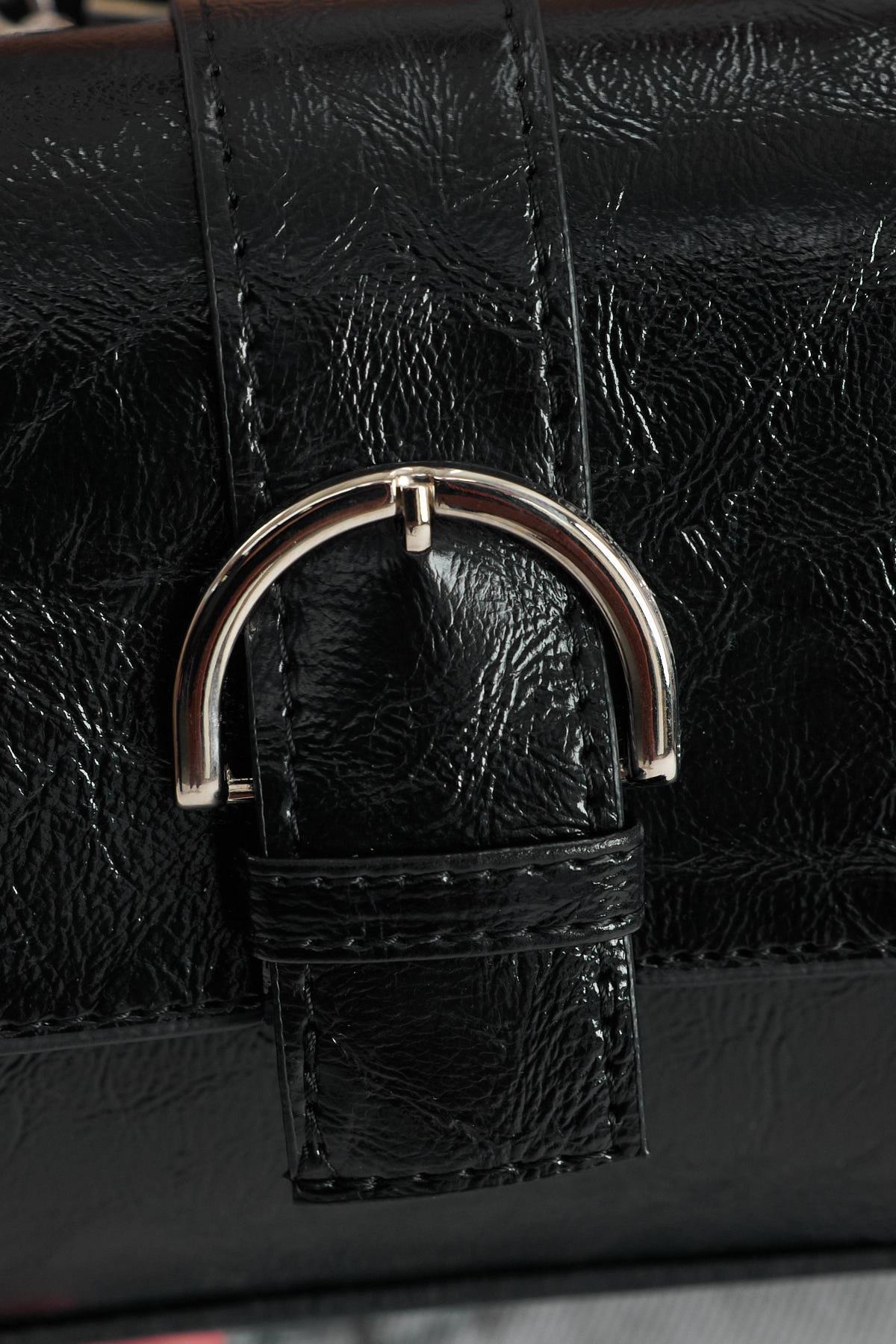 Siyah Deri Görünümlü Omuz Çantası 3023 - 5