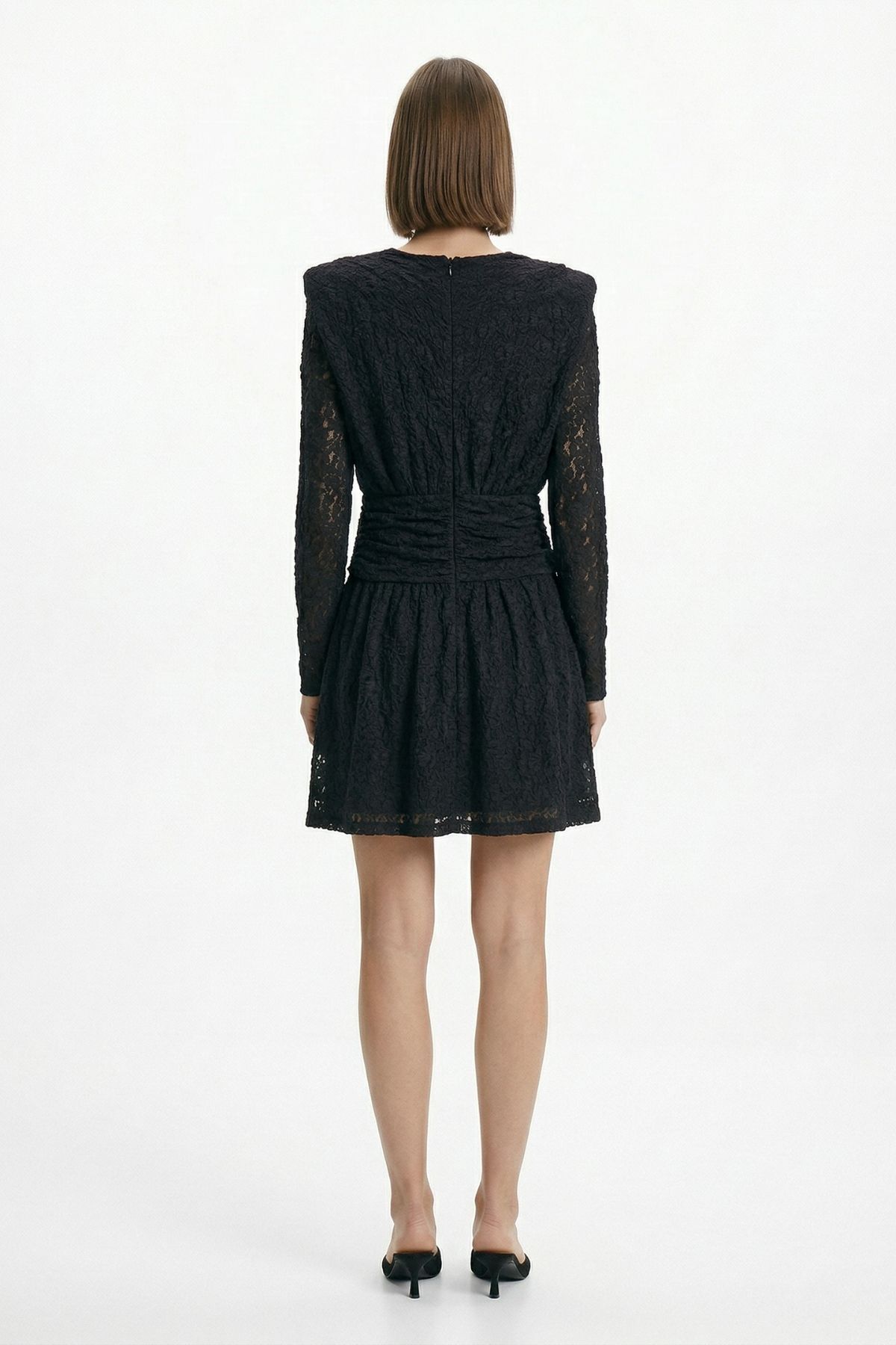 Siyah Desenli Bel Bağlama Elbise 2808 - RAYS