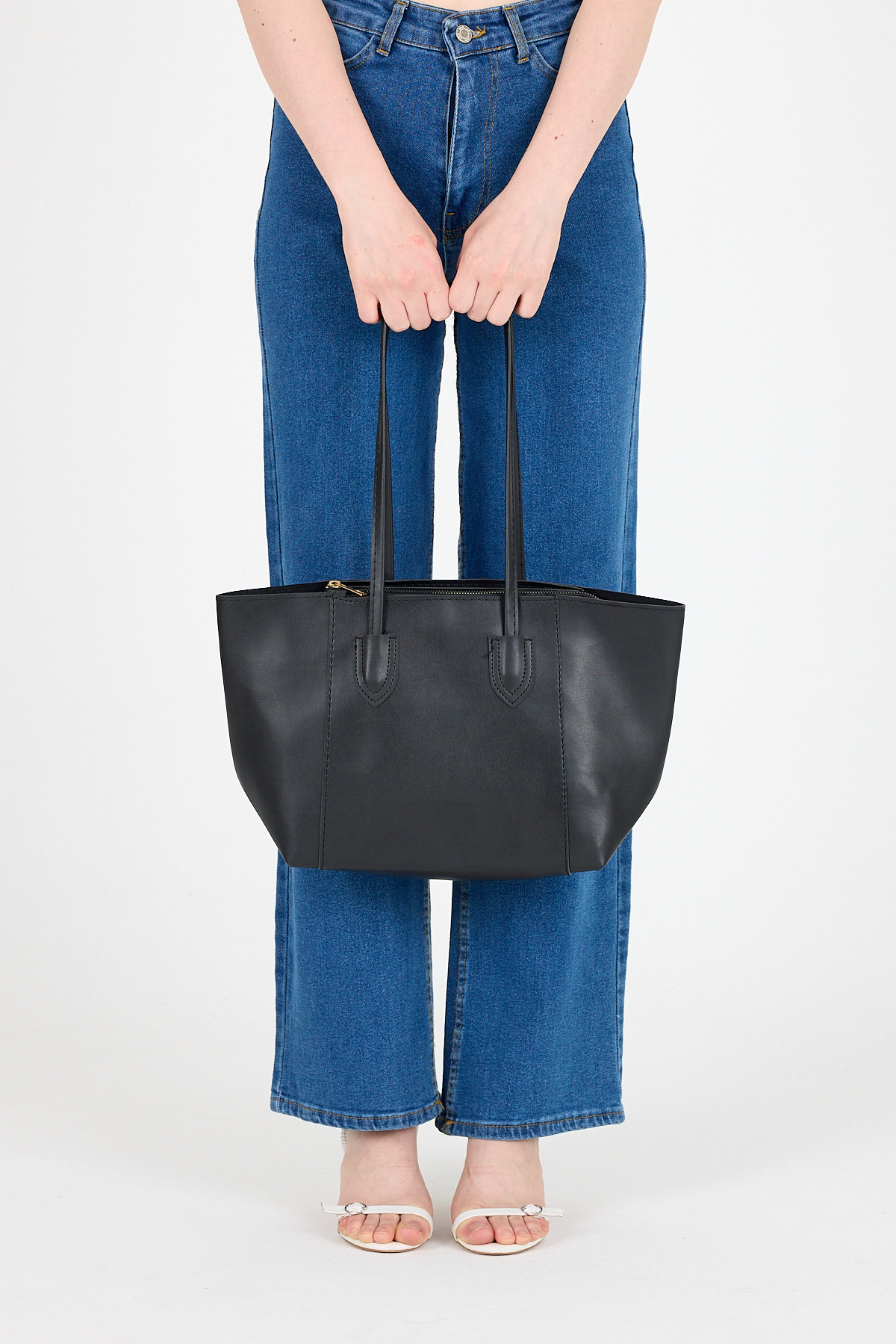 Siyah Dikiş Detaylı Omuz Çantası 9212 - 5