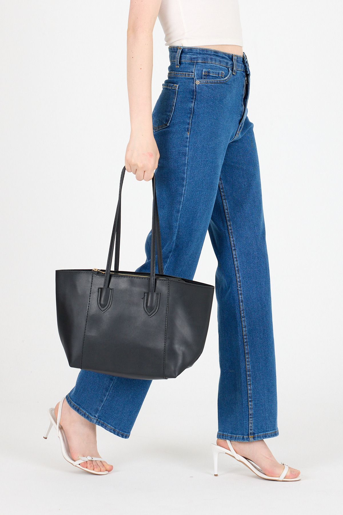 Siyah Dikiş Detaylı Omuz Çantası 9212 - 2