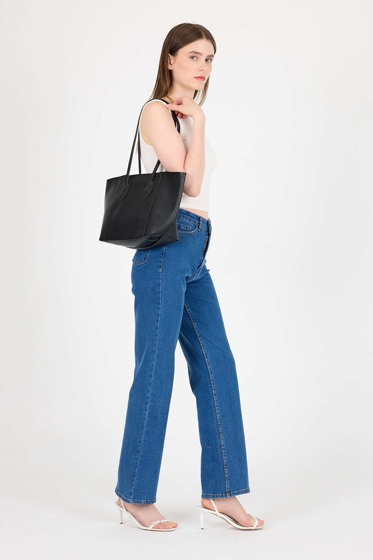 Siyah Dikiş Detaylı Omuz Çantası 9212 - RAYS